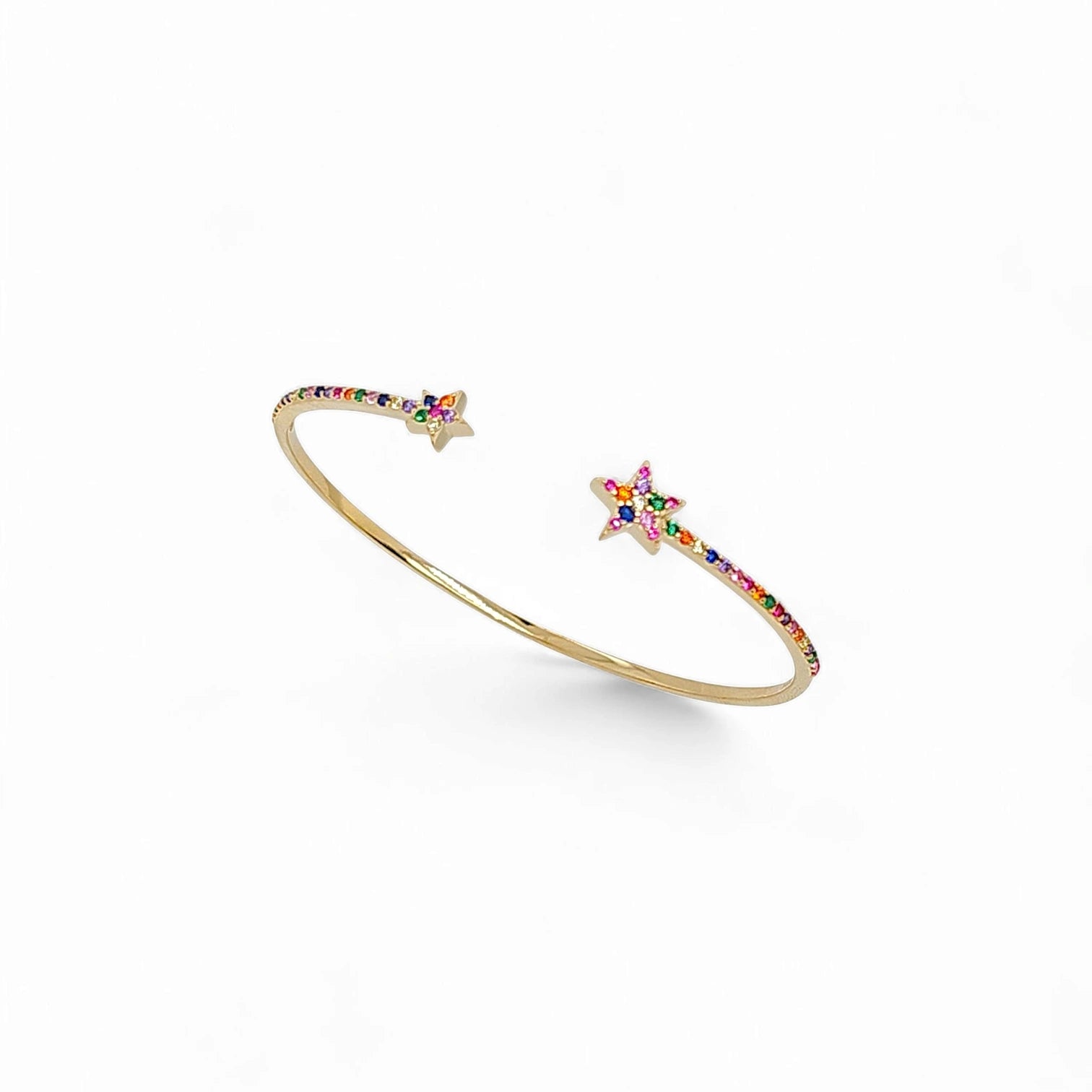 Maestosa Stars Cuff Bangle in Multicolor - 925 Sterling Silver Wholesale Jewelry