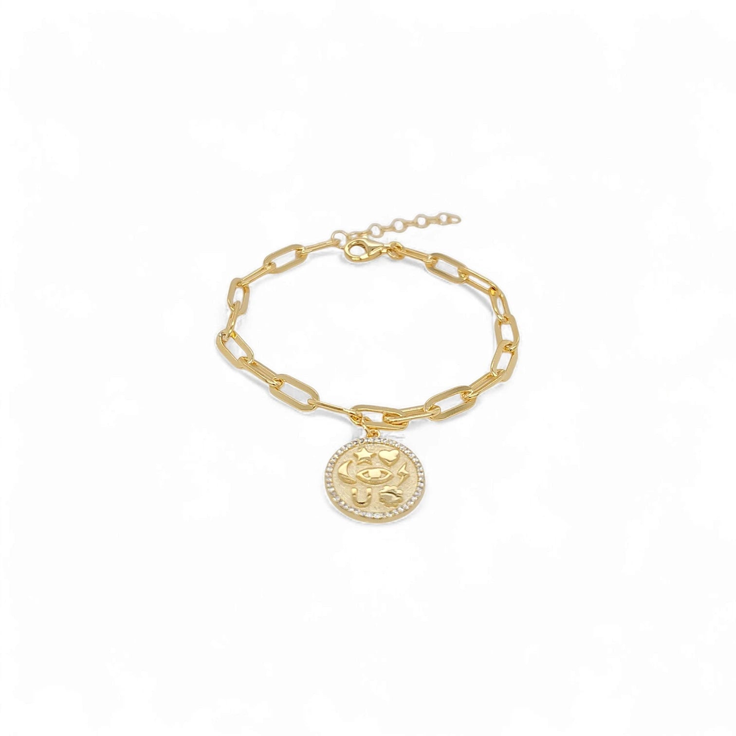 Solare Link Coin Bracelet in Gold - 925 Sterling Silver Wholesale Jewelry