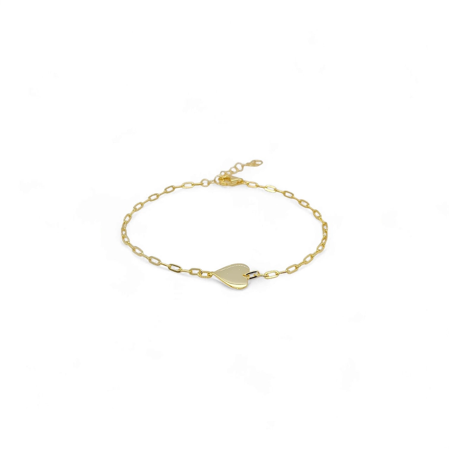 Riviera Chained Heart Bracelet in Gold - 925 Sterling Silver Wholesale Jewelry