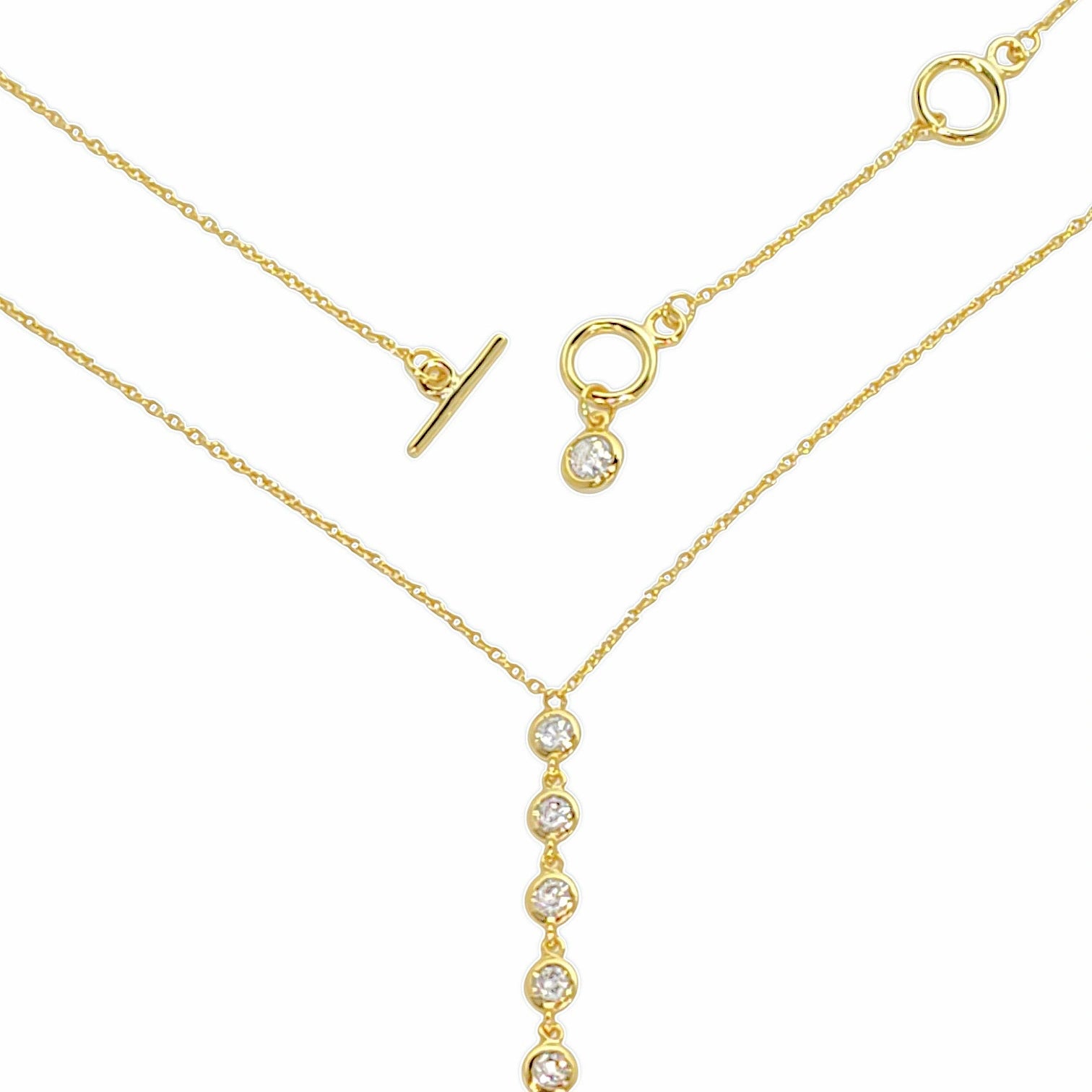 Firenze Beauty Drop Lariat in Gold - 925 Sterling Silver Wholesale Jewelry