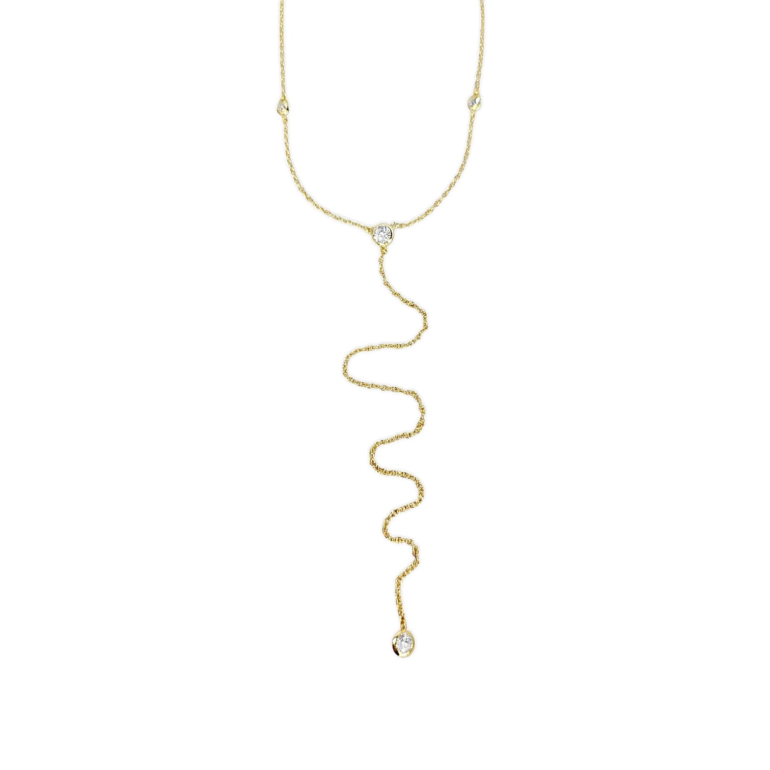 Lumina Pavé Drop Lariat in Gold - 925 Sterling Silver Wholesale Jewelry