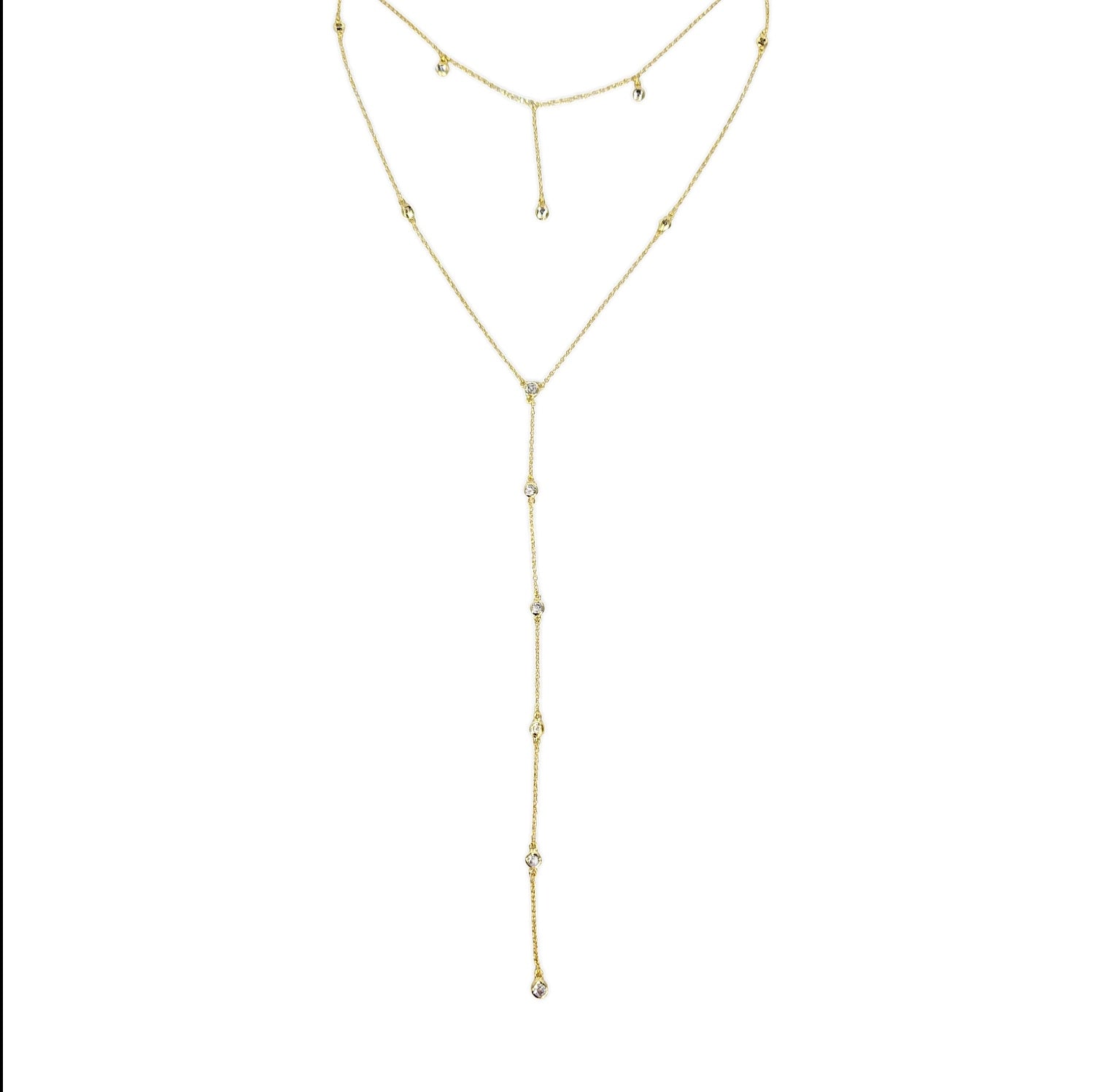 Gemma Doble Drop Lariat in Gold - 925 Sterling Silver Wholesale Jewelry