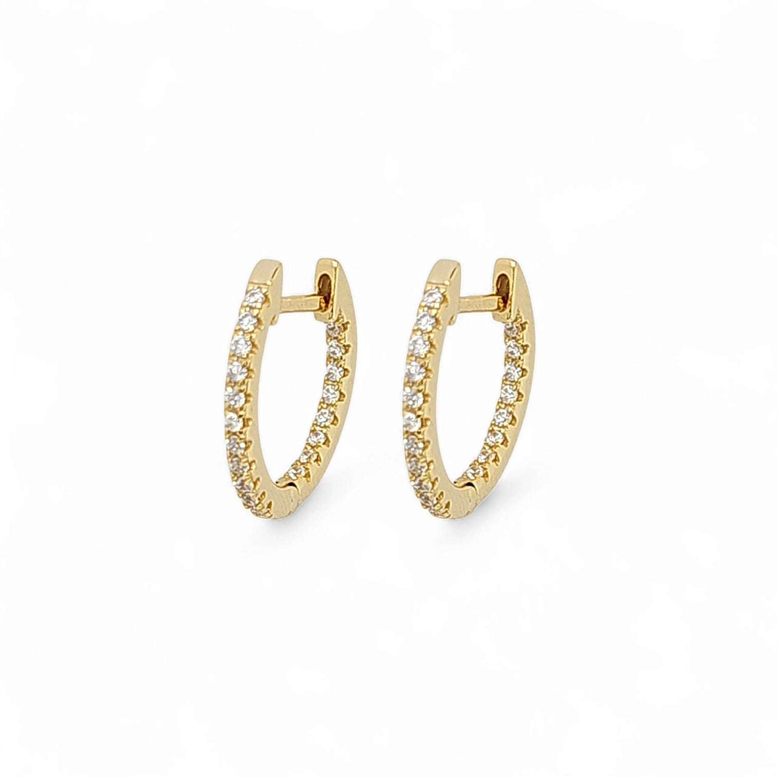 Stella Small Pavé Huggie Hoops in Gold - 925 Sterling Silver Wholesale Jewelry