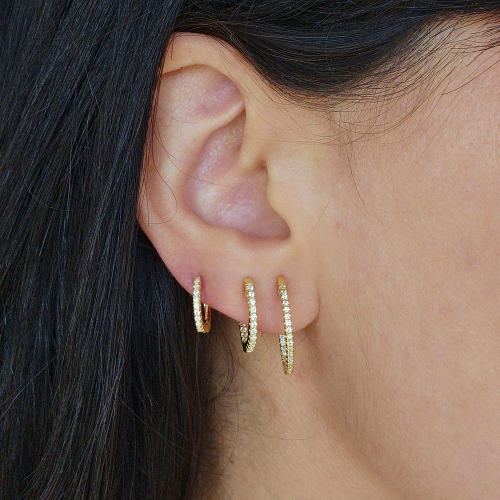 Stella Small Pavé Huggie Hoops view 2