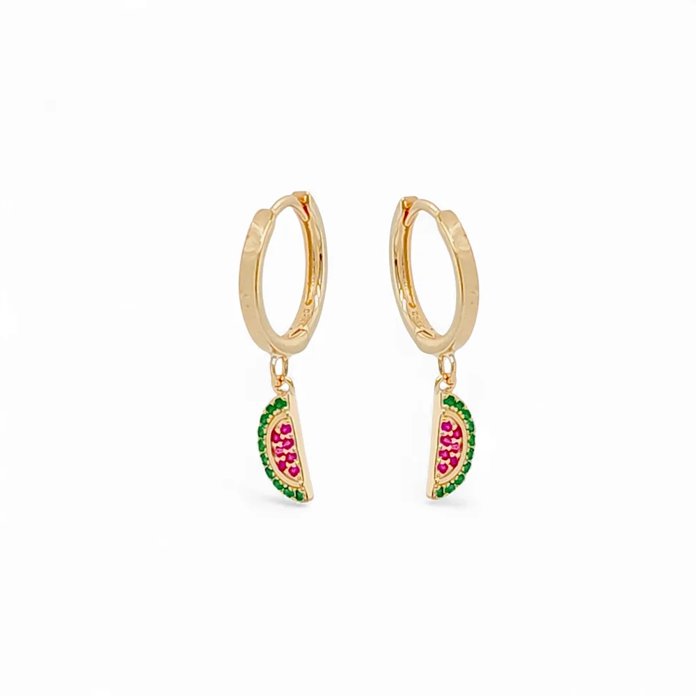 Capri Watermelon Huggie Hoops in Gold - 925 Sterling Silver Wholesale Jewelry