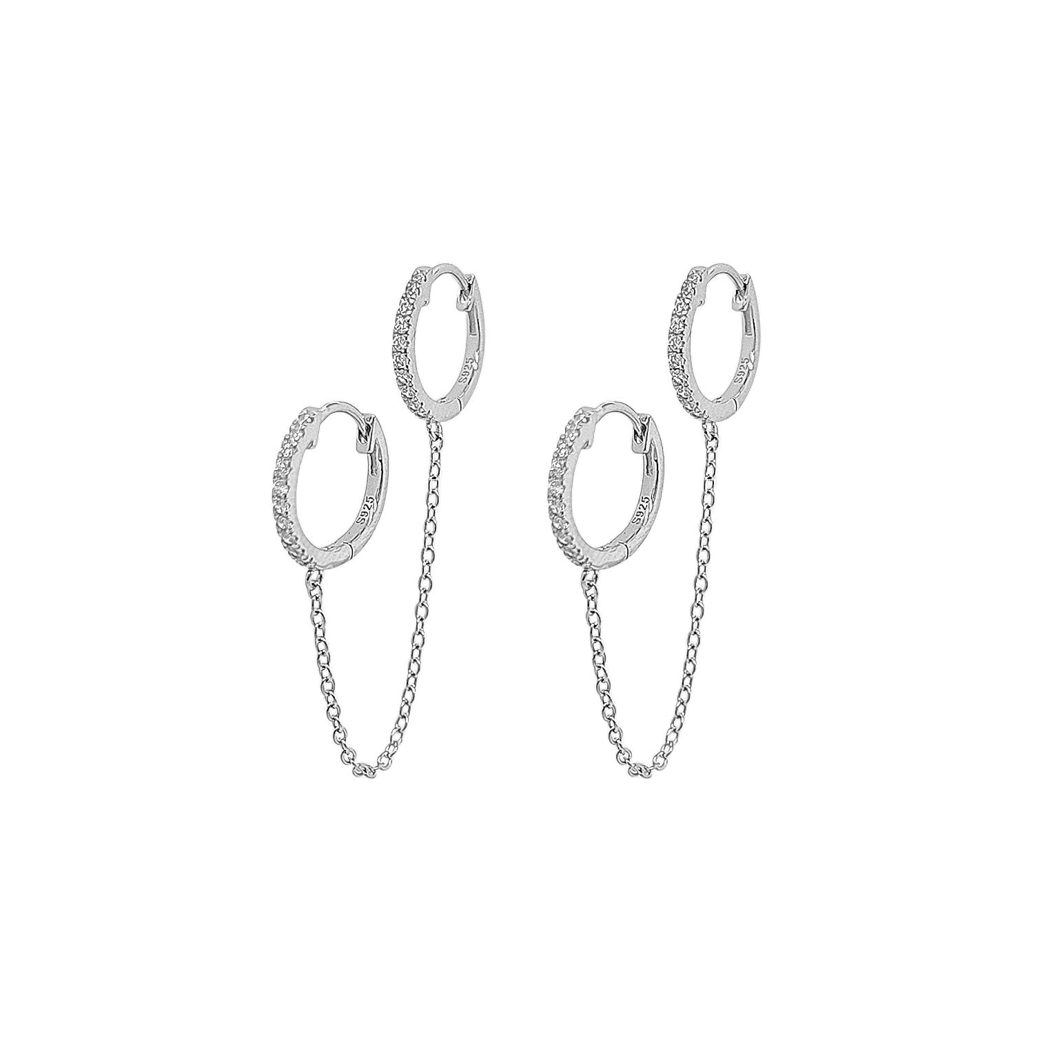 Aura 2 Pavé Chained Huggie Hoops view 3