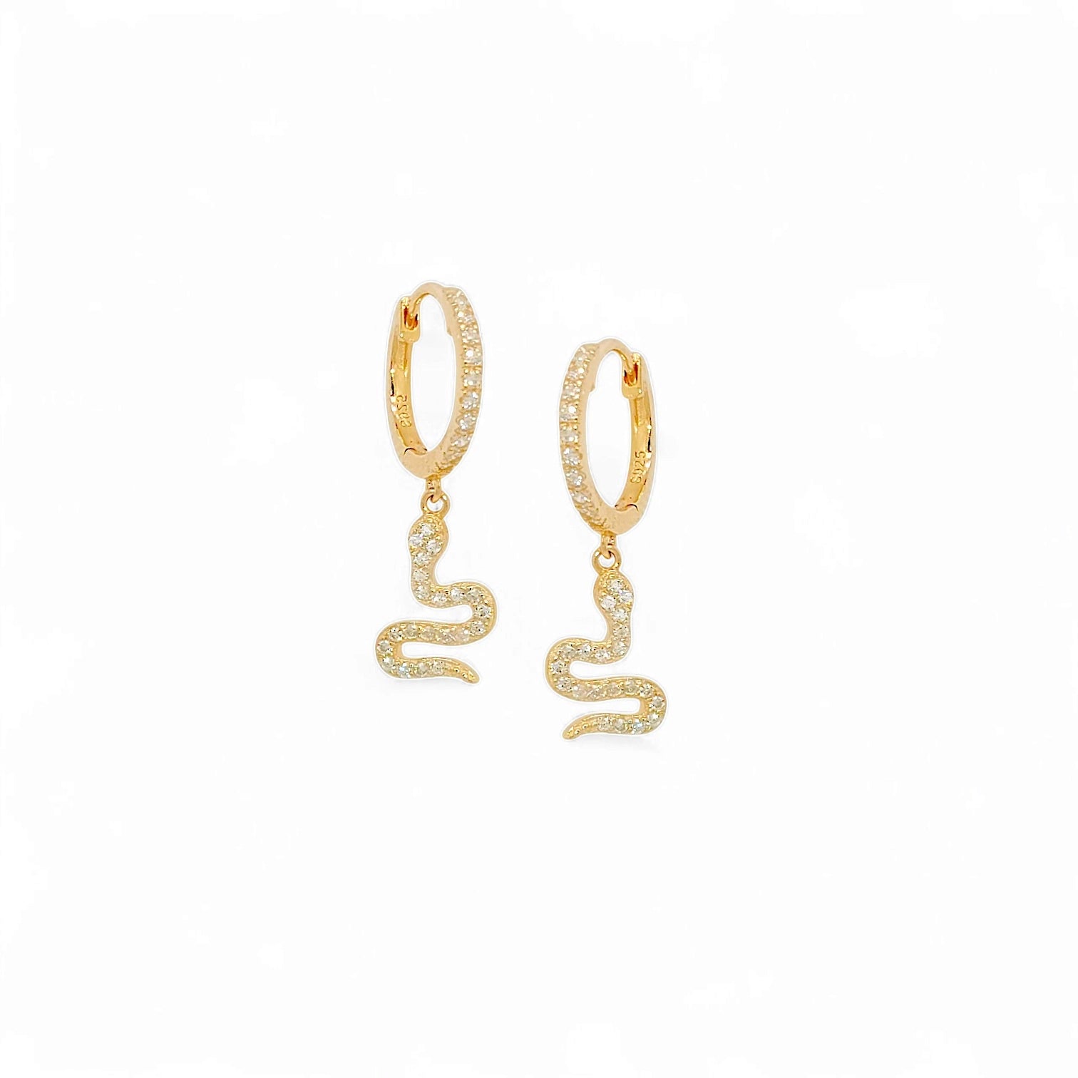 Bellissima EA Pavé Snake Huggie Hoops in Gold - 925 Sterling Silver Wholesale Jewelry