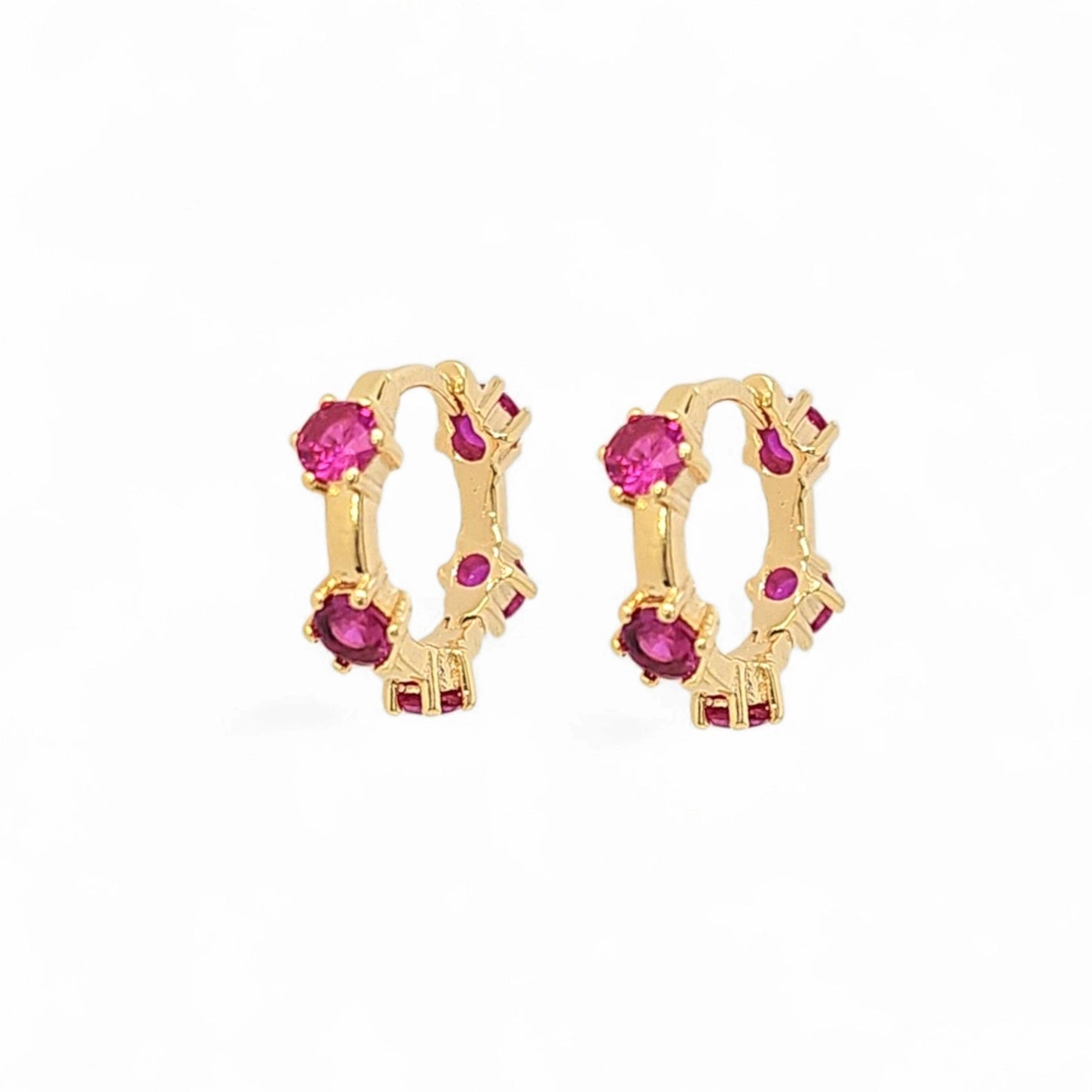Solare Color Pavé Huggie Hoops in Rose - 925 Sterling Silver Wholesale Jewelry