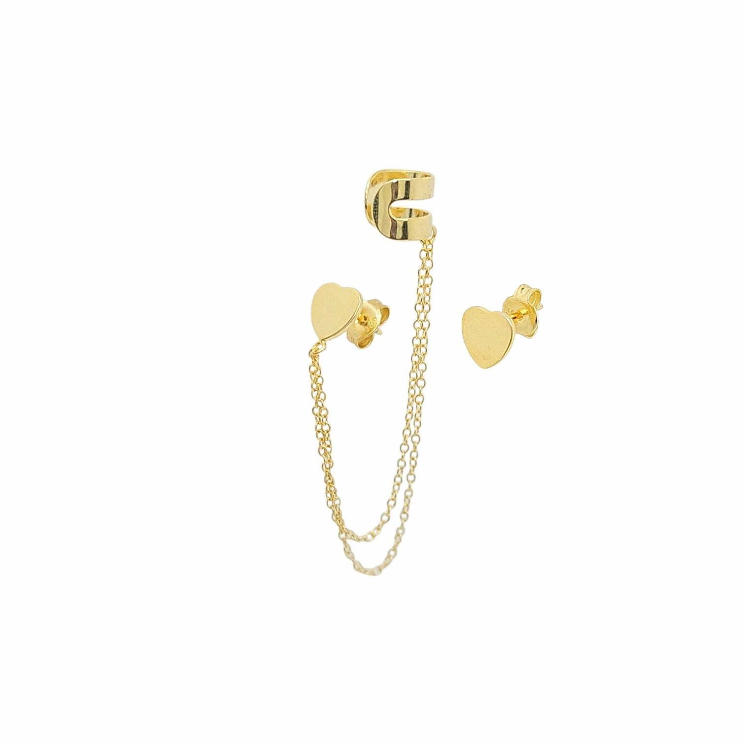 Stella Heart Chain Drop Earrings in Gold - 925 Sterling Silver Wholesale Jewelry