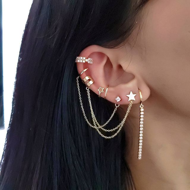 Stella Heart Chain Drop Earrings view 2