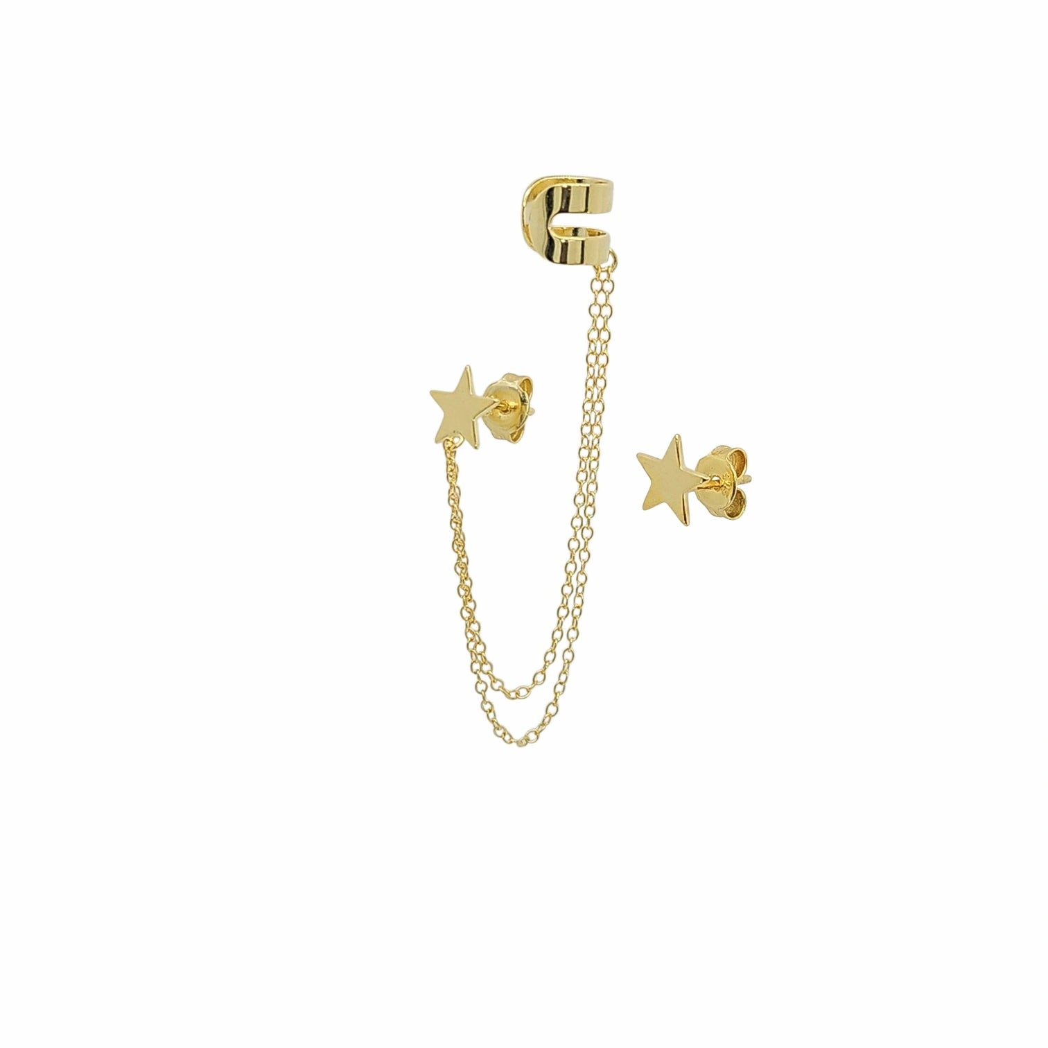 Incanto Star Chain Drop Earrings in Gold - 925 Sterling Silver Wholesale Jewelry