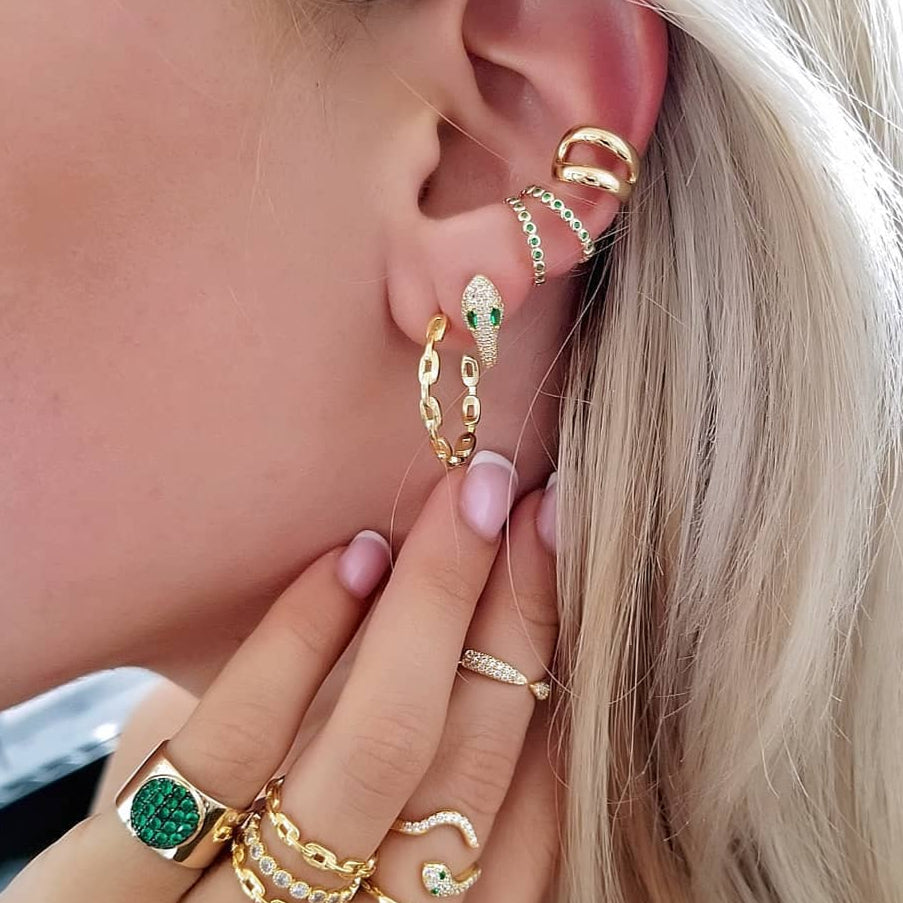 Fiore Marine Chain Huggie Hoops view 2