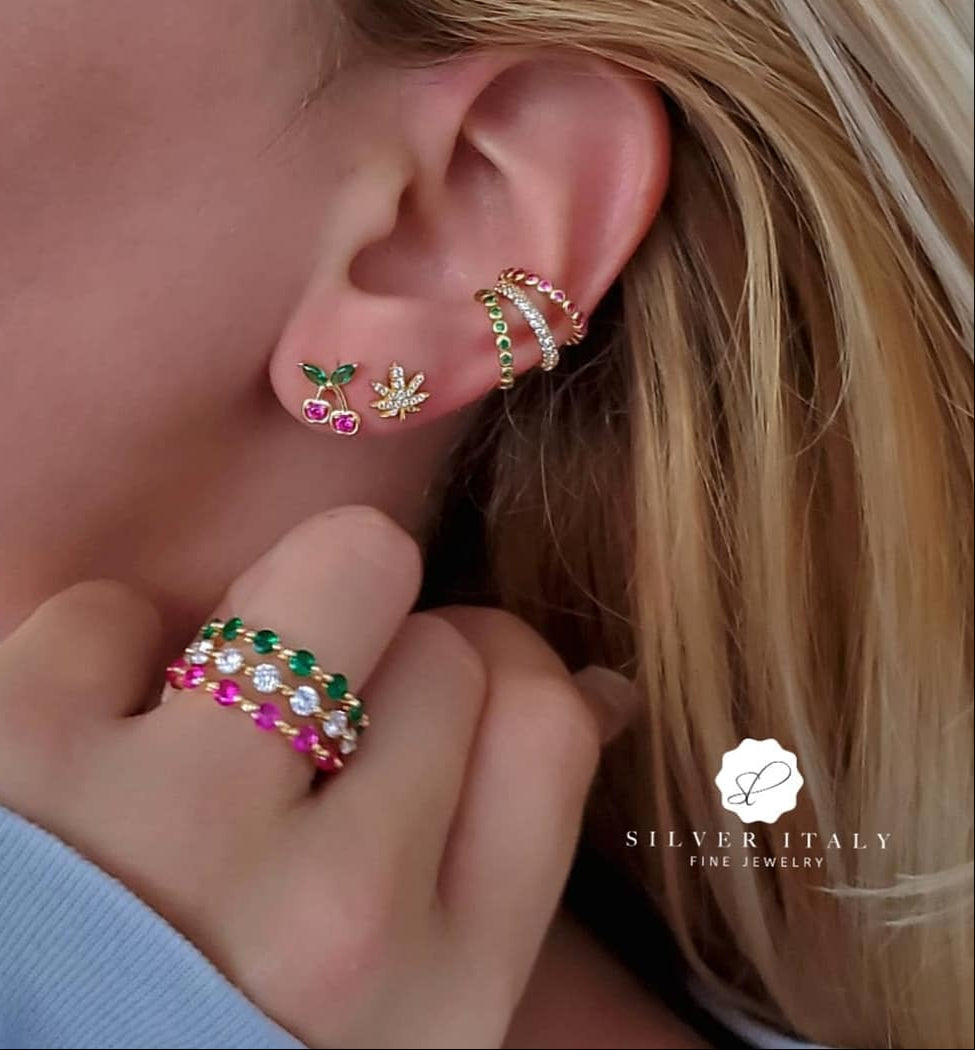 Amalfi Weed Pavé Studs view 2