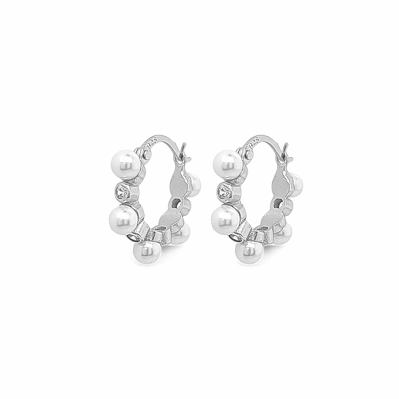 Eterna EA 5 Pearl Huggie Hoops view 3