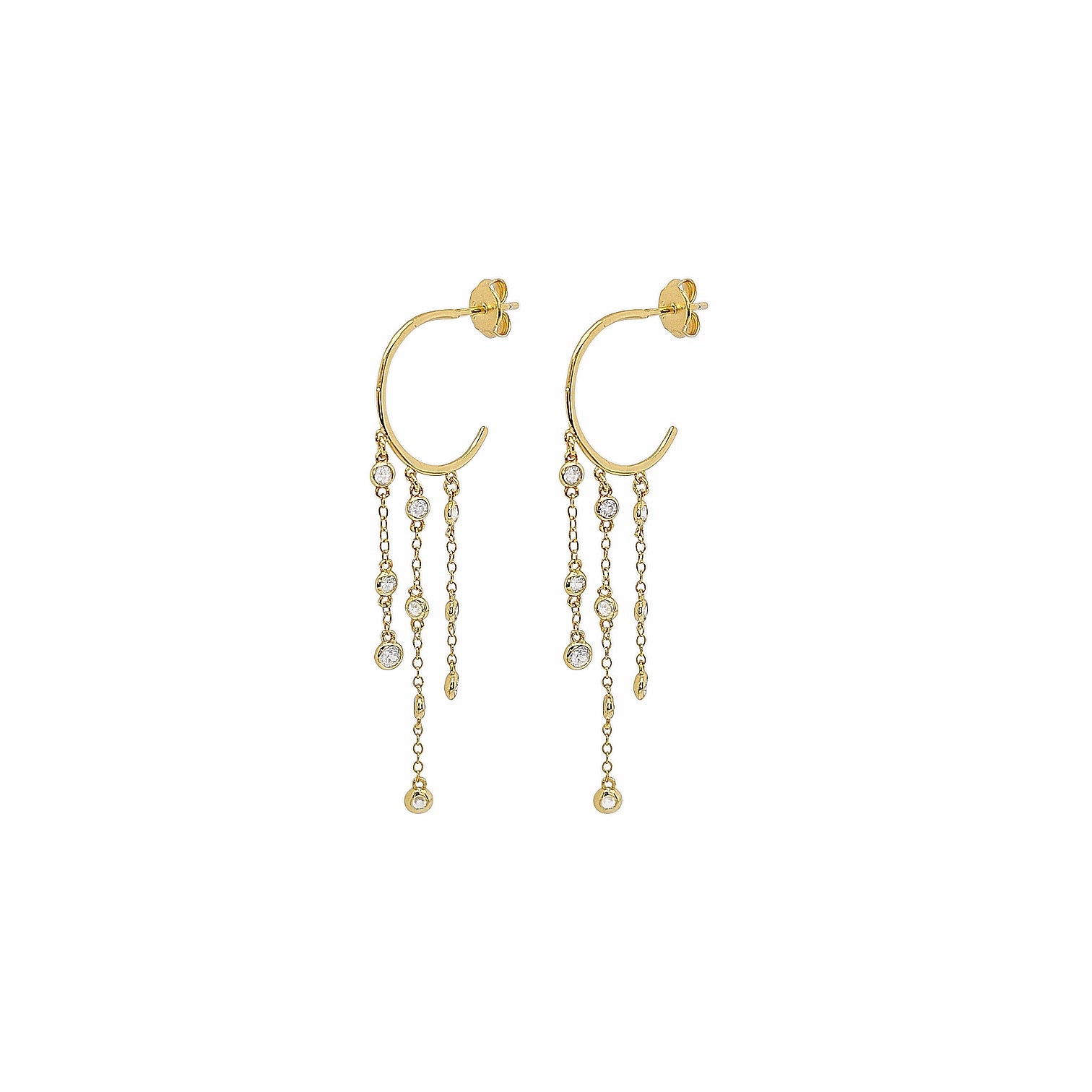 Capri EA Cascade Hanging Huggie Hoops in Gold - 925 Sterling Silver Wholesale Jewelry