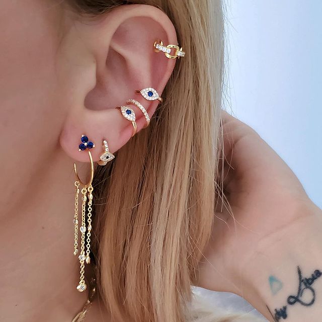 Capri EA Cascade Hanging Huggie Hoops view 2