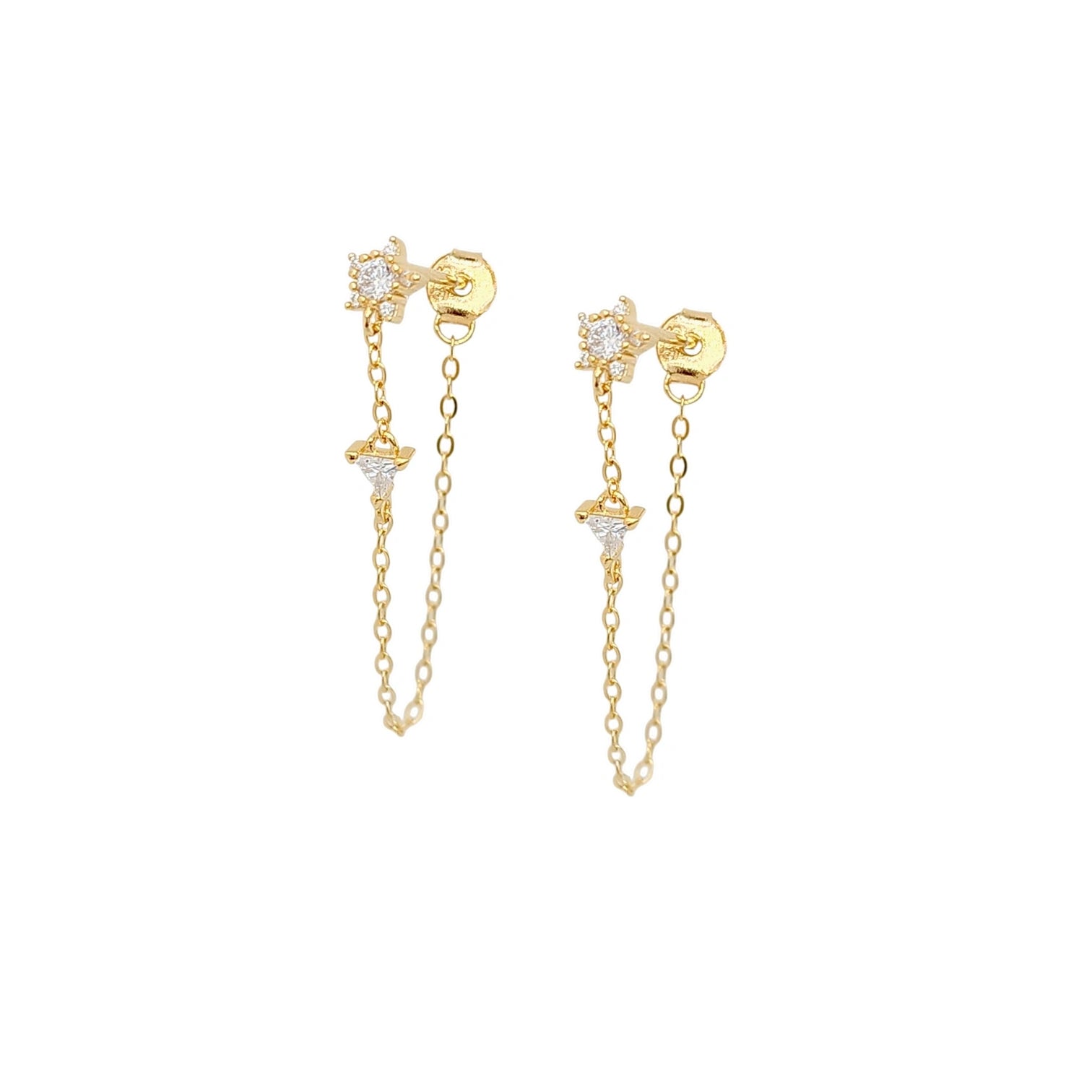 Preziosa Star Triangle Drop Earrings in Gold - 925 Sterling Silver Wholesale Jewelry