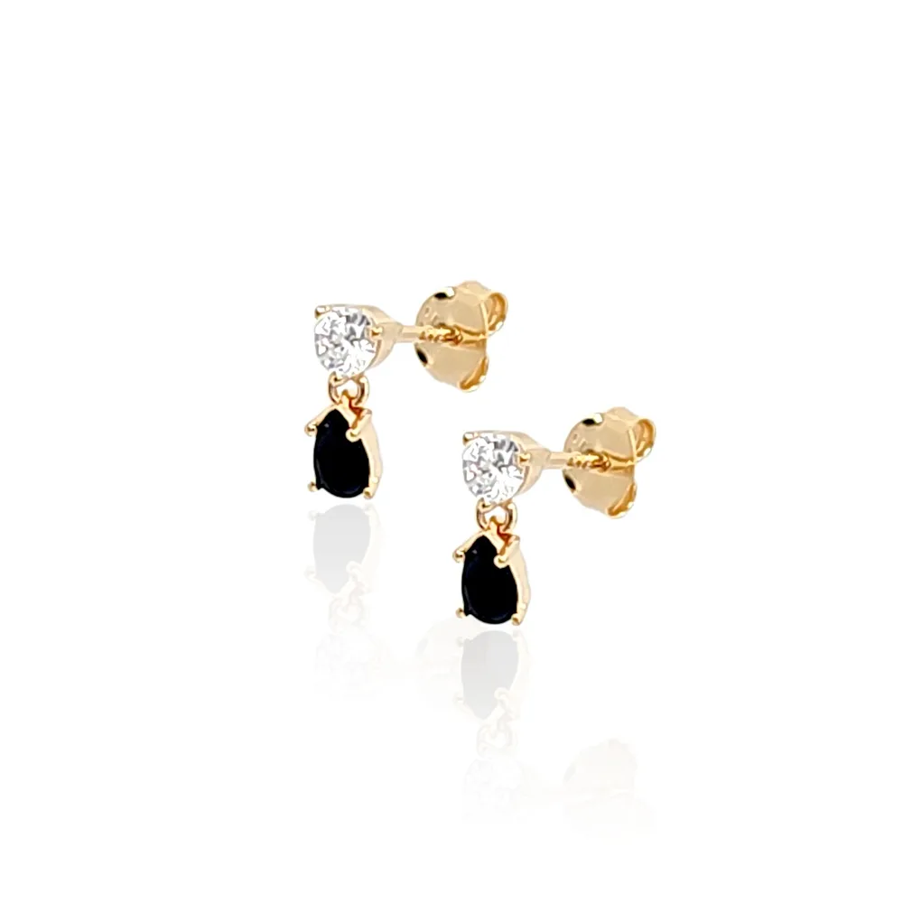 Bella 2Dots Pavé Studs in Black - 925 Sterling Silver Wholesale Jewelry