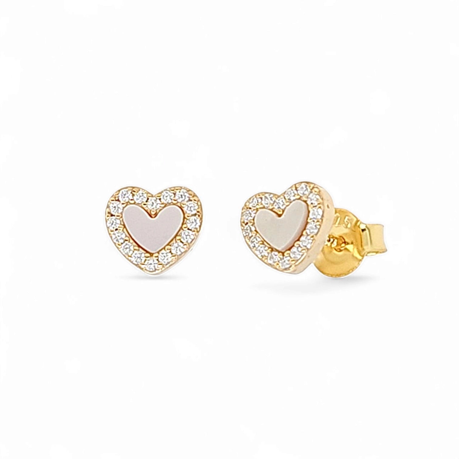 Tesoro Cute Heart Pavé Studs in Gold - 925 Sterling Silver Wholesale Jewelry