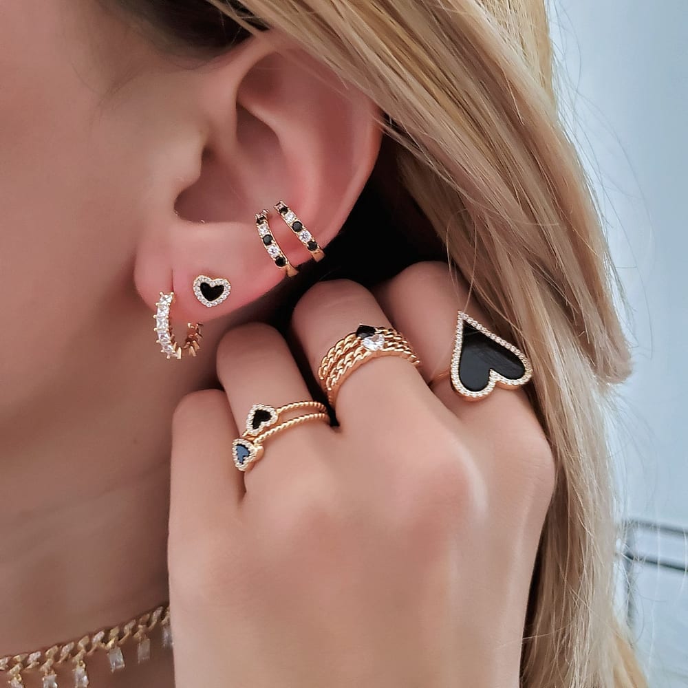 Tesoro Cute Heart Pavé Studs view 2