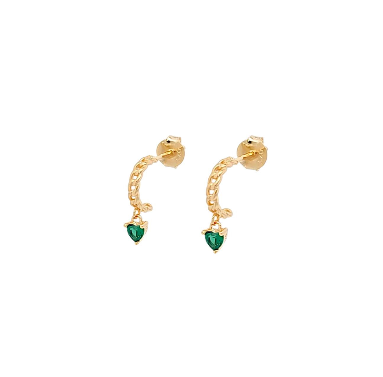 Eterna Lodilite Pavé Studs in Green - 925 Sterling Silver Wholesale Jewelry