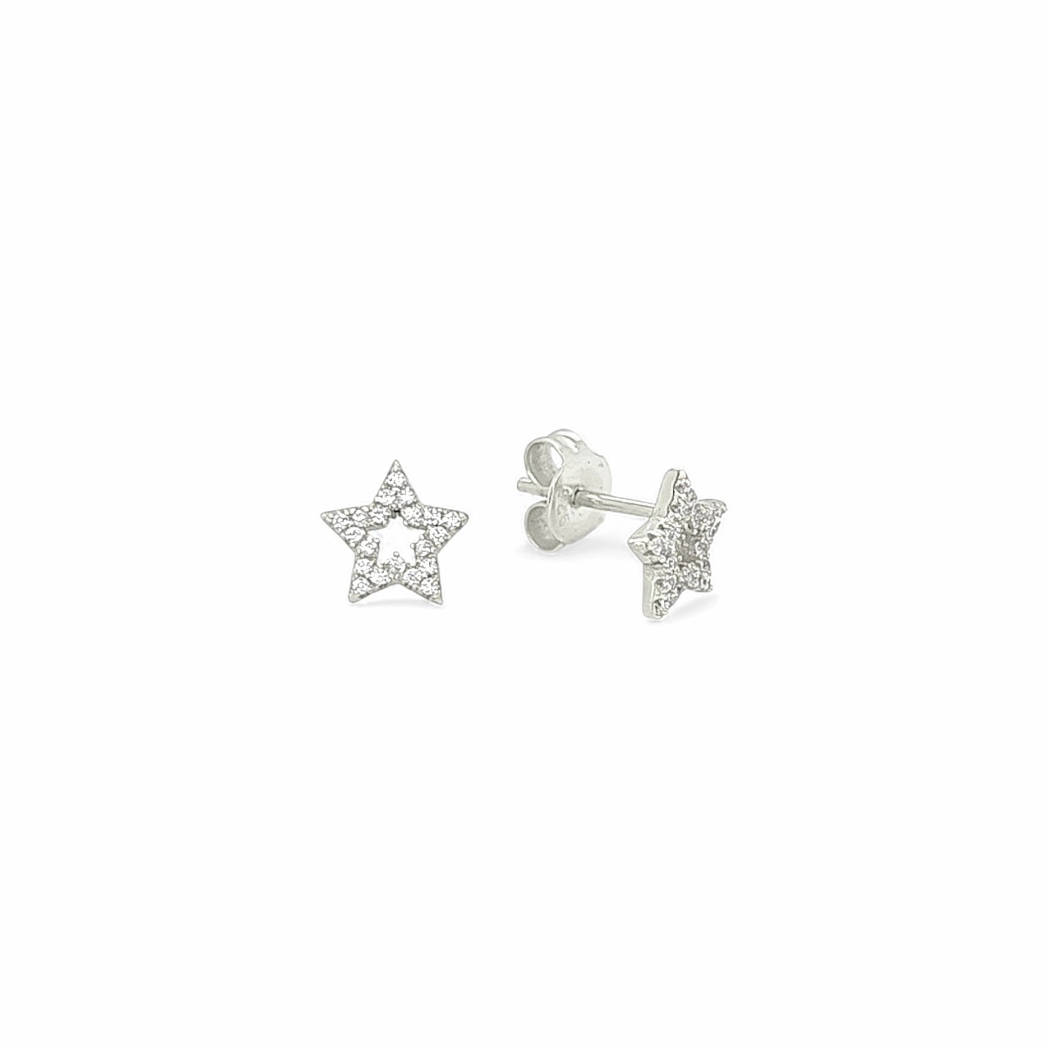 Valentina EA Pentastar Pavé Studs in Silver - 925 Sterling Silver Wholesale Jewelry