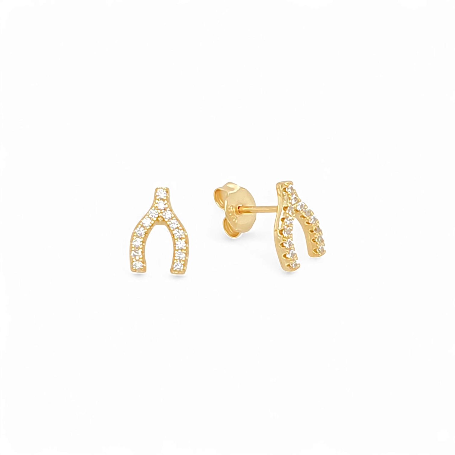Serena Wishbone Pavé Studs in Gold - 925 Sterling Silver Wholesale Jewelry