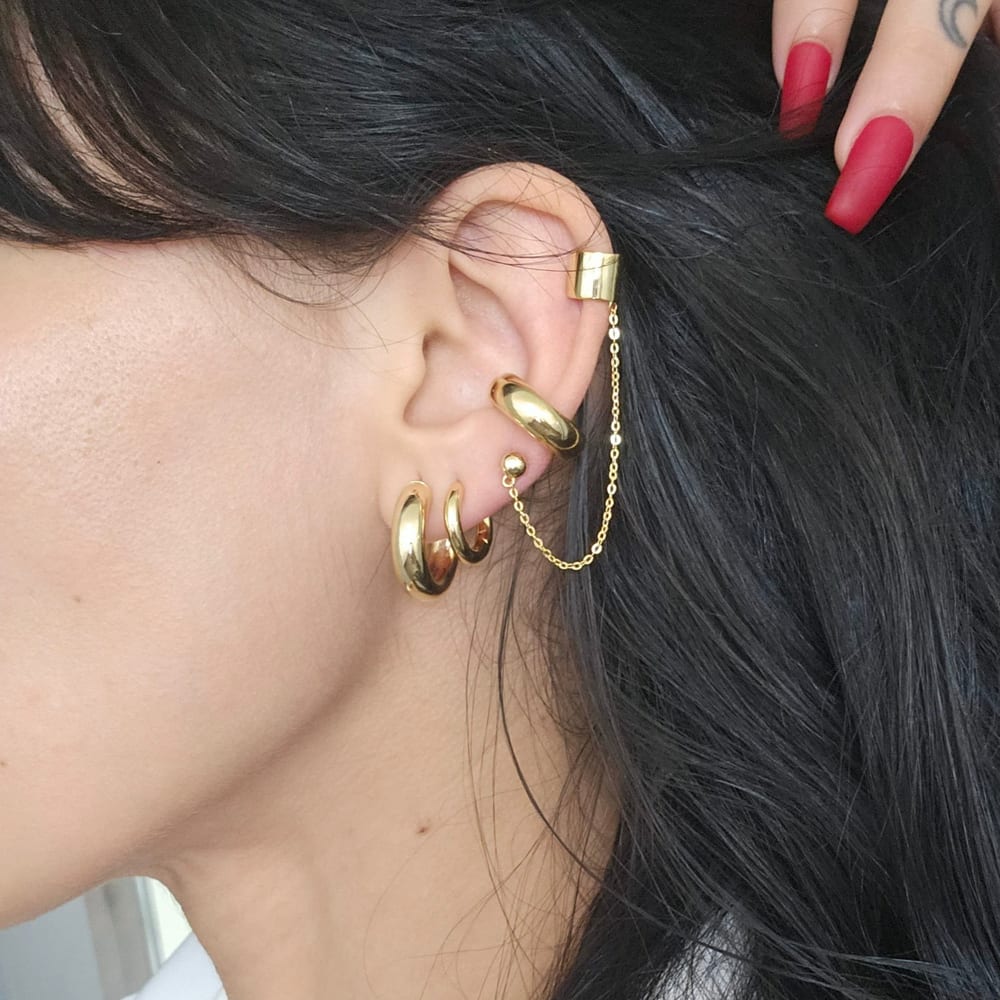 Milano Chunky Plain Huggie Hoops view 2