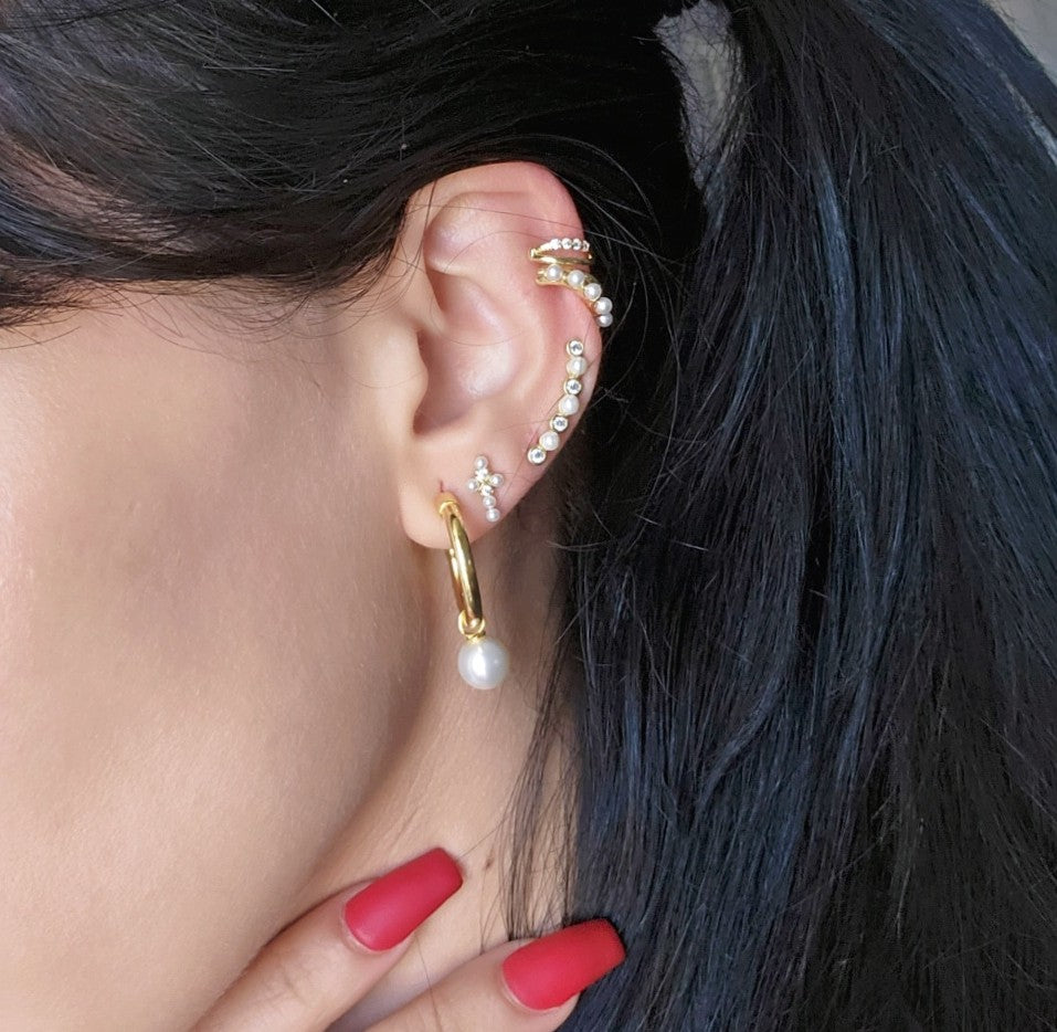 Bella Pearl Mikonos Huggie Hoops view 3