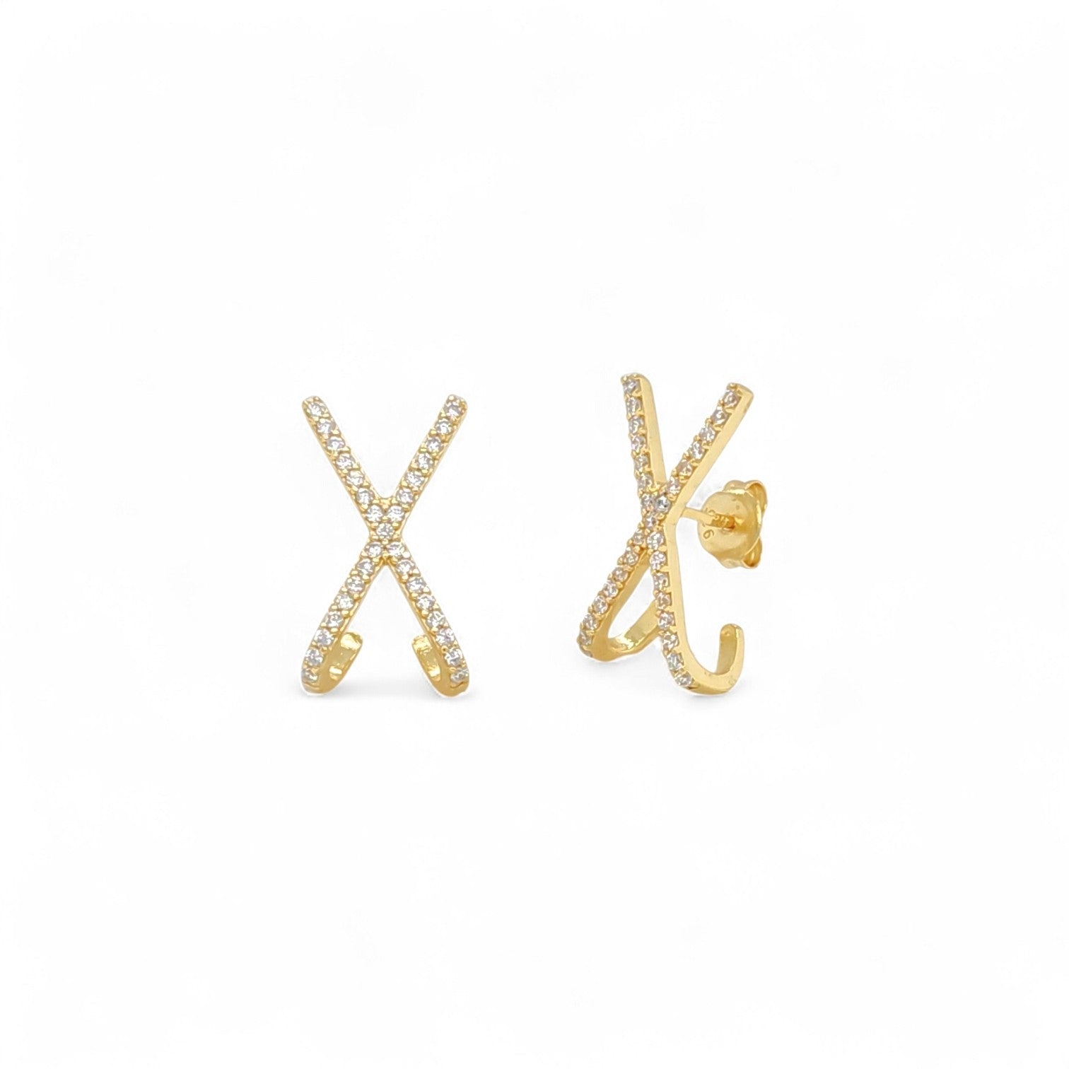 Amalfi X Pavé Earrings in Gold - 925 Sterling Silver Wholesale Jewelry