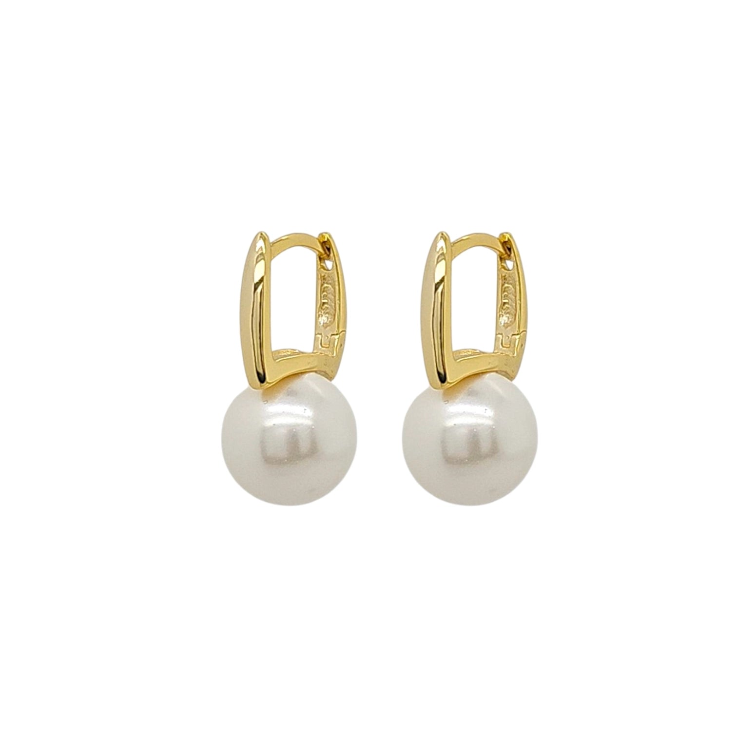 Divina Pearl Huggie Hoops in Gold - 925 Sterling Silver Wholesale Jewelry