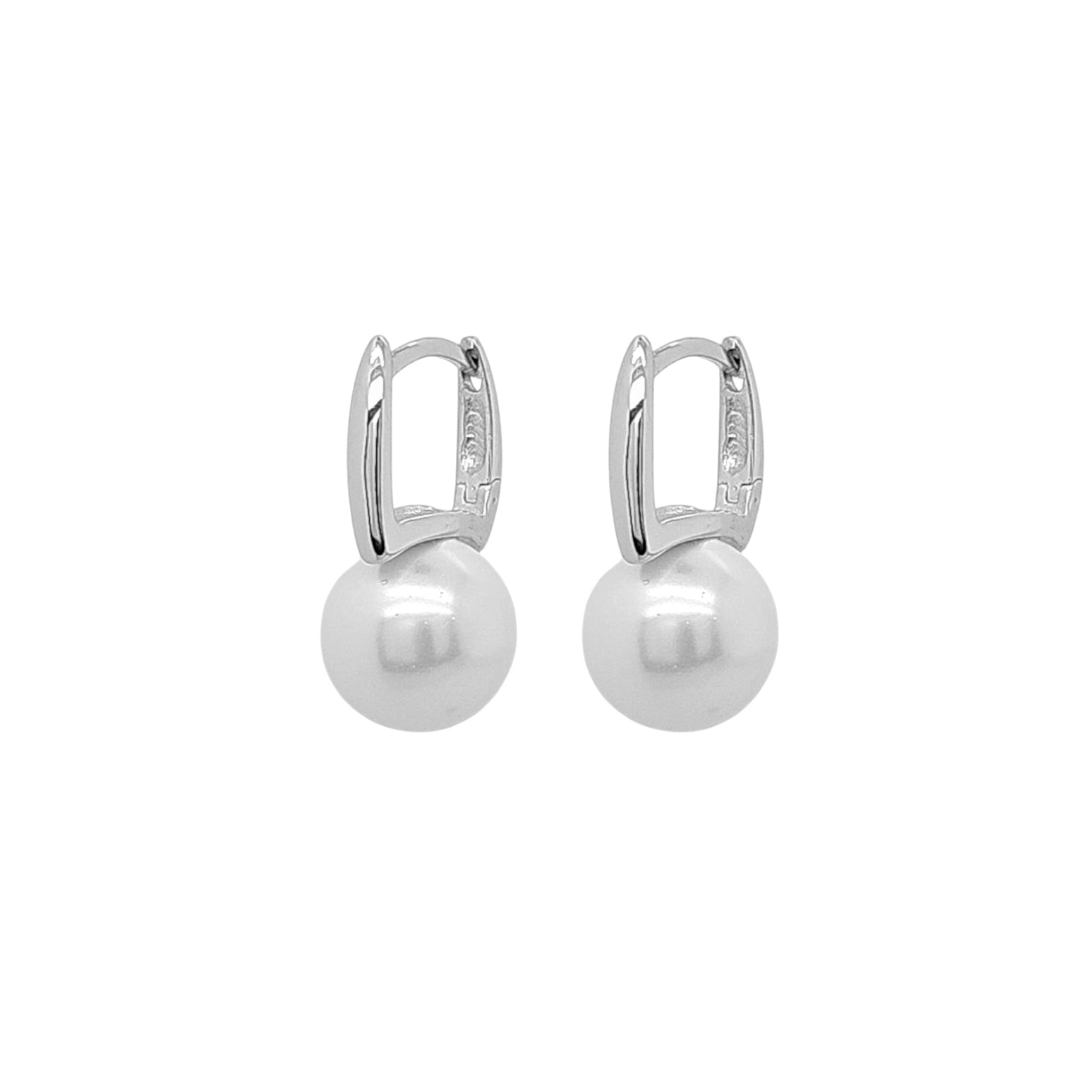 Divina Pearl Huggie Hoops view 3