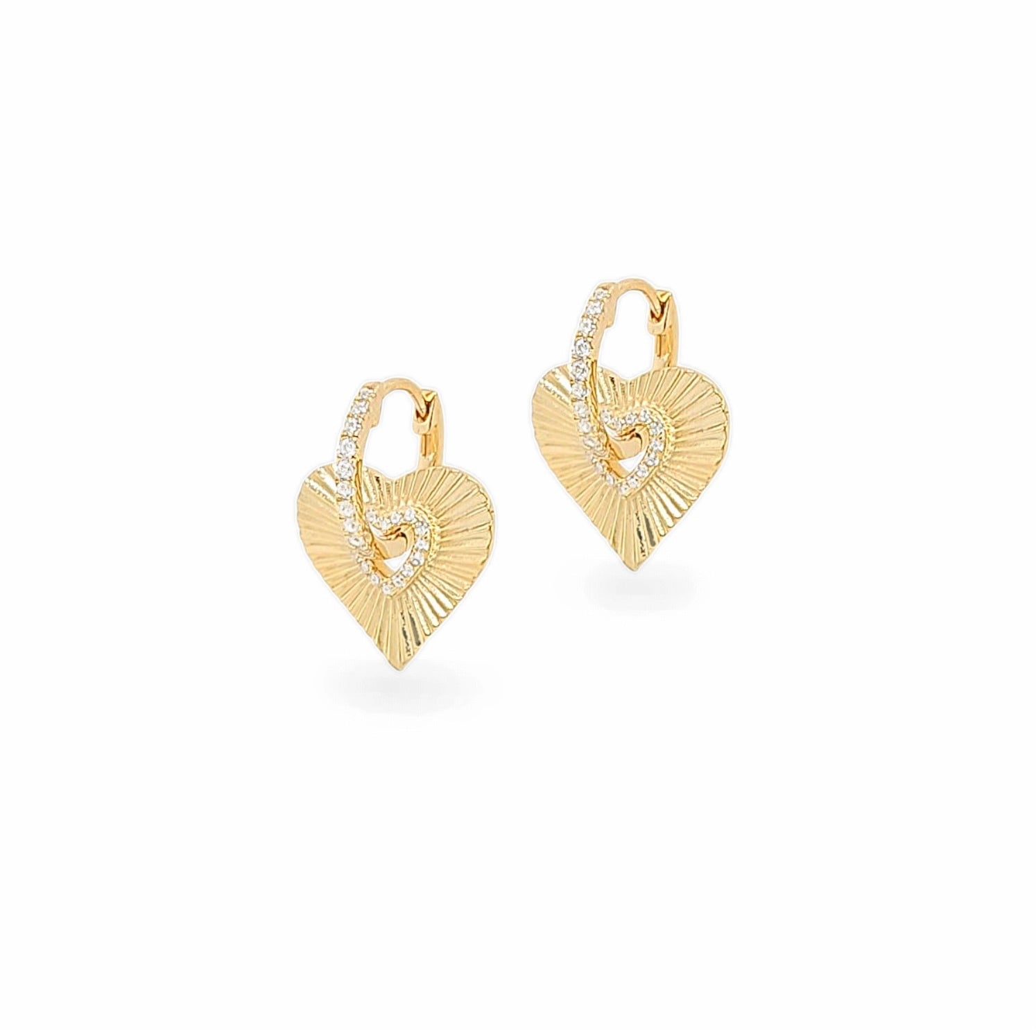 Regale EA Heart Holo Huggie Hoops in Gold - 925 Sterling Silver Wholesale Jewelry
