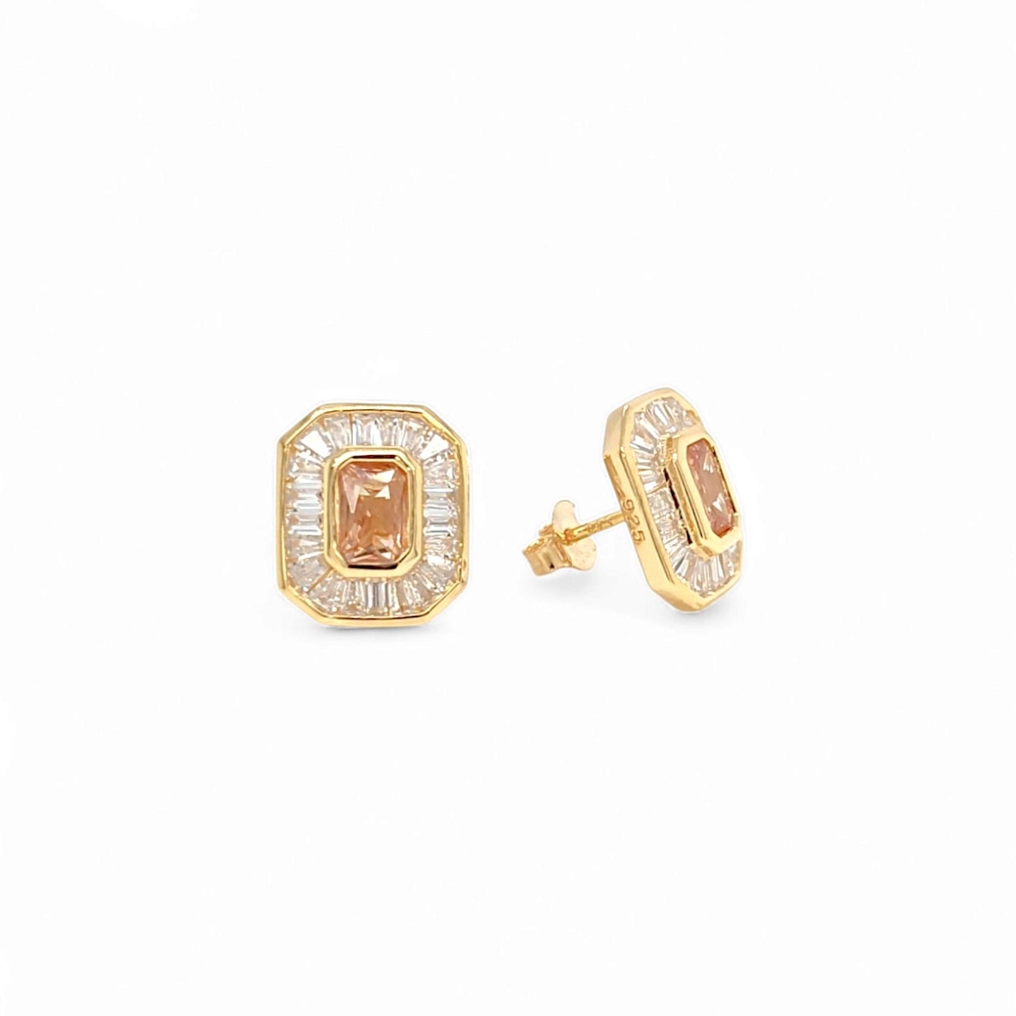 Milano Glamour Pavé Studs in Gold - 925 Sterling Silver Wholesale Jewelry