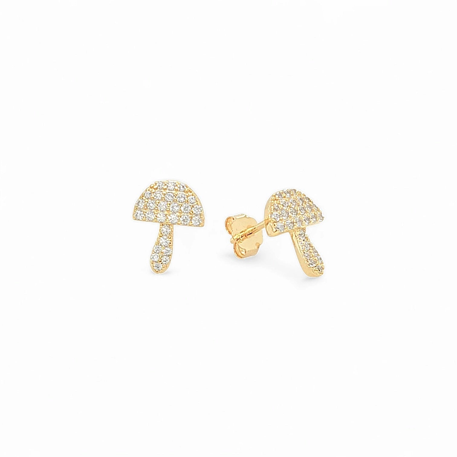 Fiore Shroom Pavé Studs in Gold - 925 Sterling Silver Wholesale Jewelry