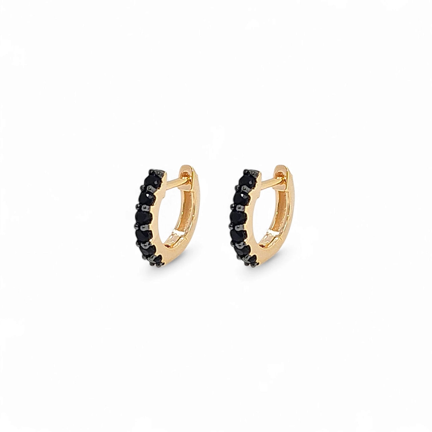 Fiore Classic Huggie Hoops in Black - 925 Sterling Silver Wholesale Jewelry