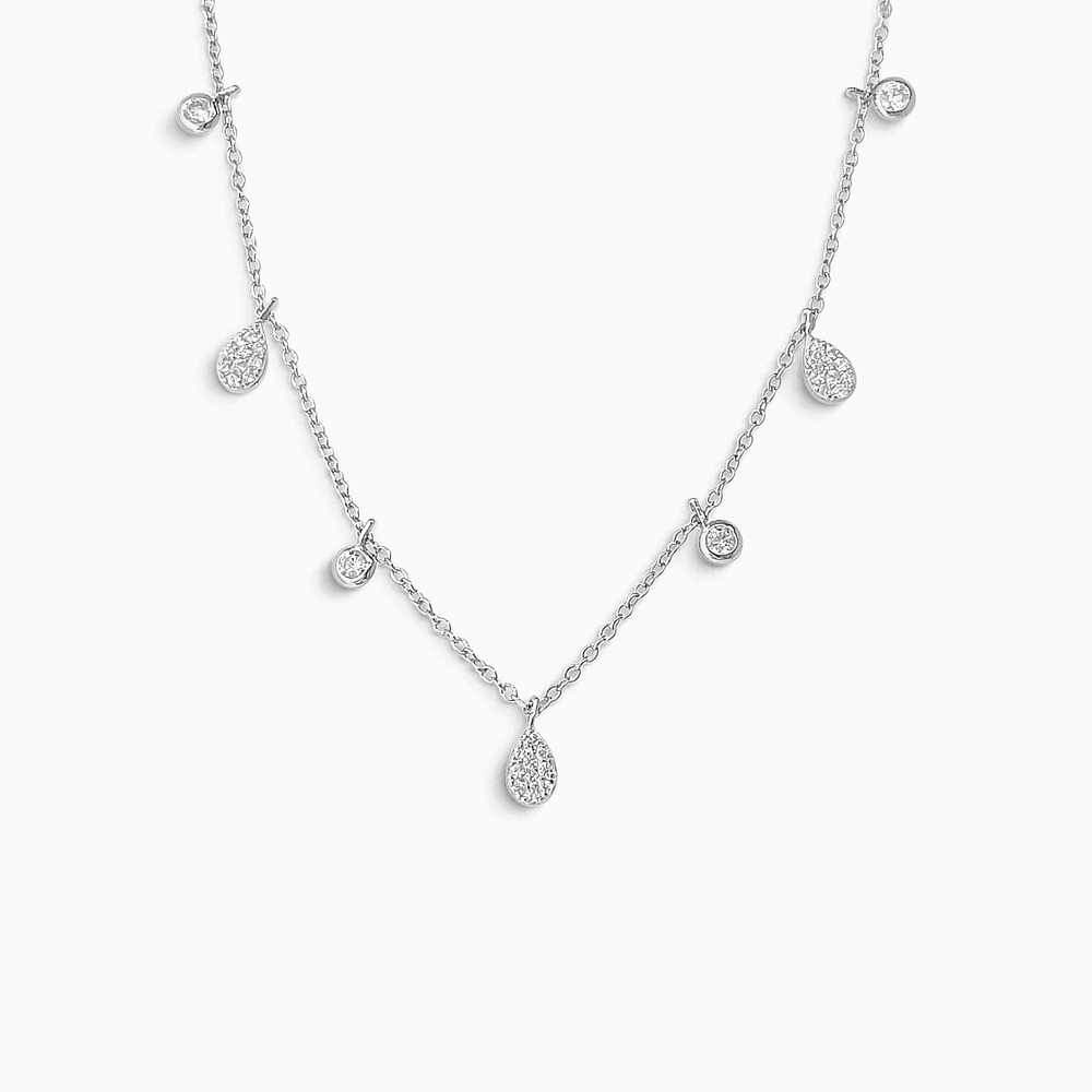 Celeste Multi Pear Necklace in Silver - 925 Sterling Silver Wholesale Jewelry