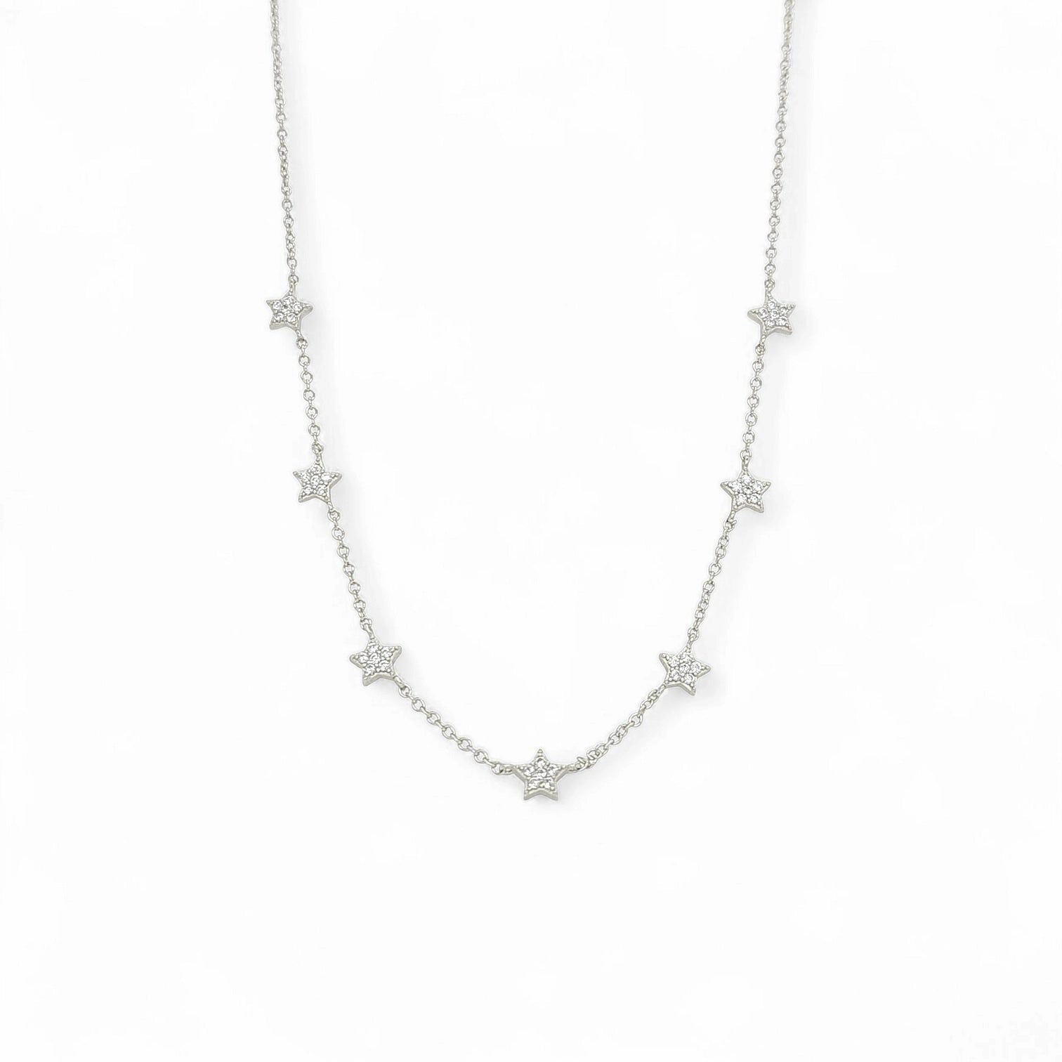 Tesoro Mini Stars Pavé Necklace in Silver - 925 Sterling Silver Wholesale Jewelry
