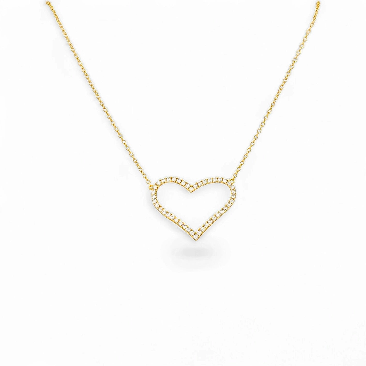 Verona Heart Shape Pavé Necklace in Gold - 925 Sterling Silver Wholesale Jewelry