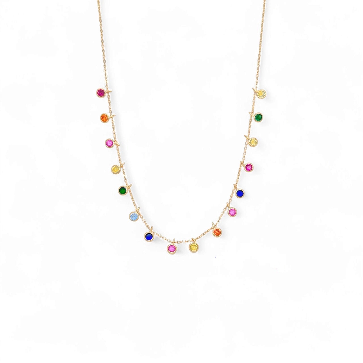 Bella Multicolor Dangling Necklace in Multicolor - 925 Sterling Silver Wholesale Jewelry