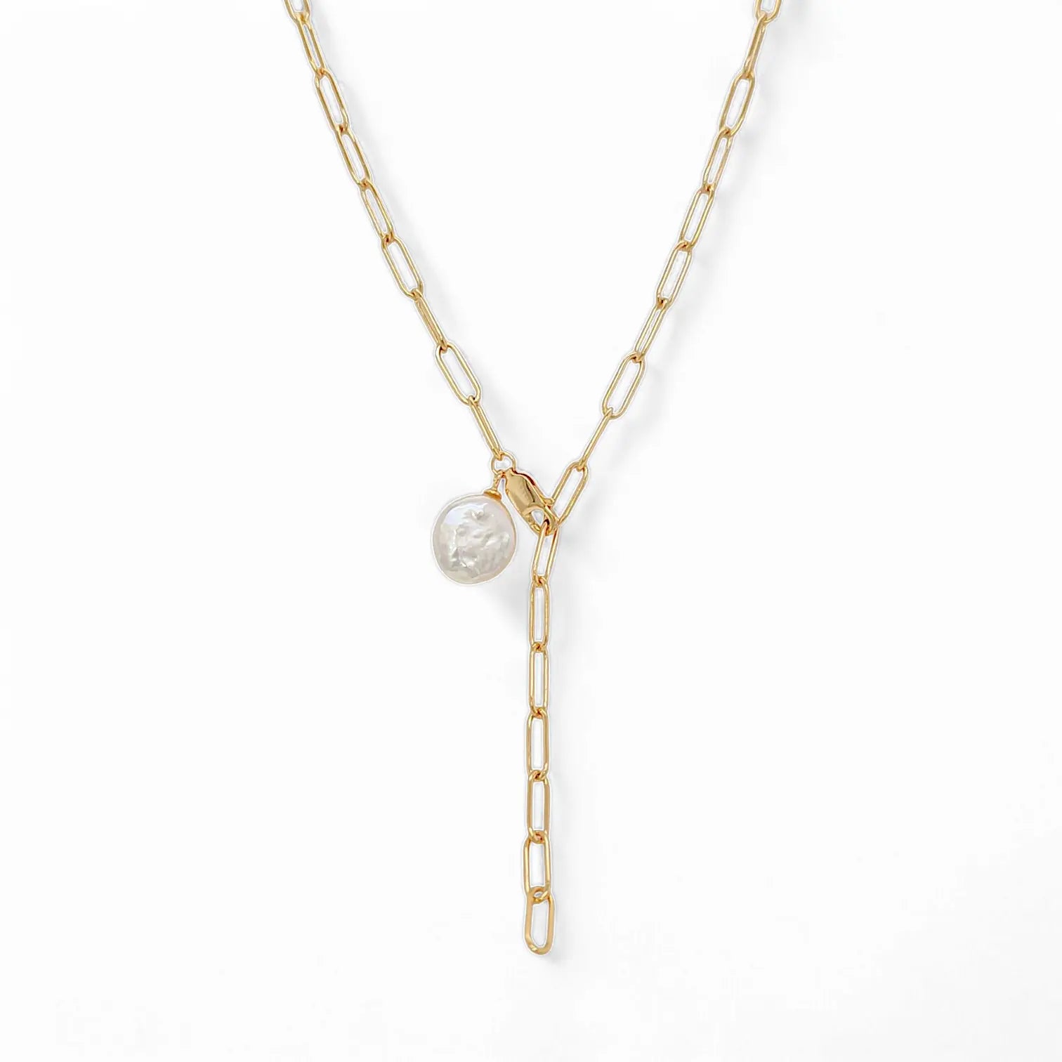 Aria Figaropearl Drop Lariat in Gold - 925 Sterling Silver Wholesale Jewelry