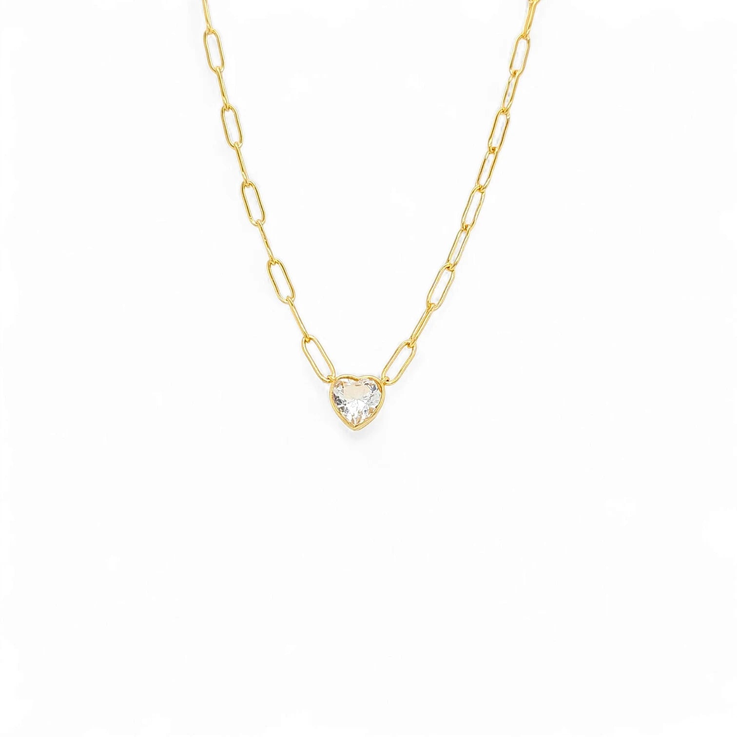 Solare Link Heart Necklace in Gold - 925 Sterling Silver Wholesale Jewelry