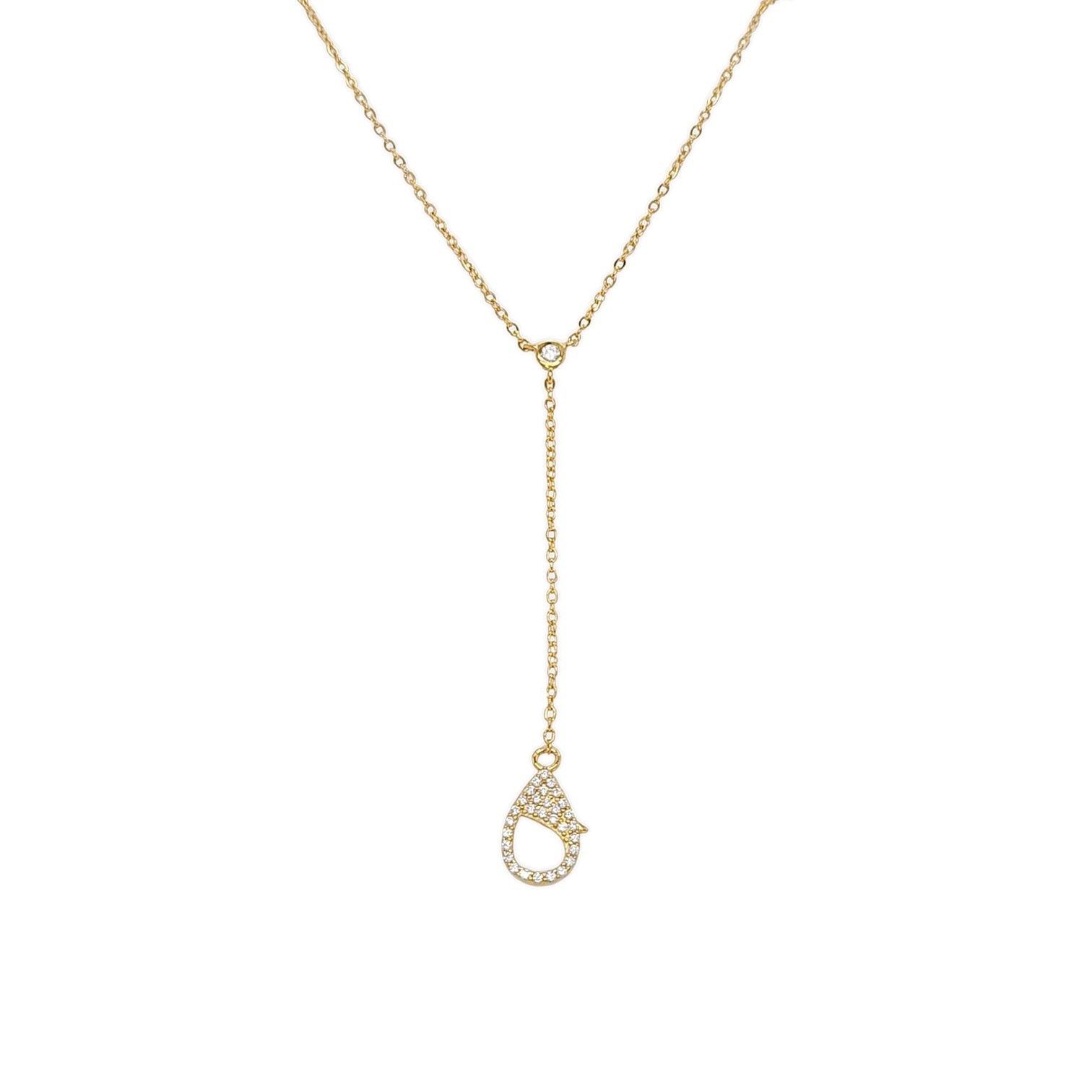 Speranza Lock Drop Lariat in Gold - 925 Sterling Silver Wholesale Jewelry