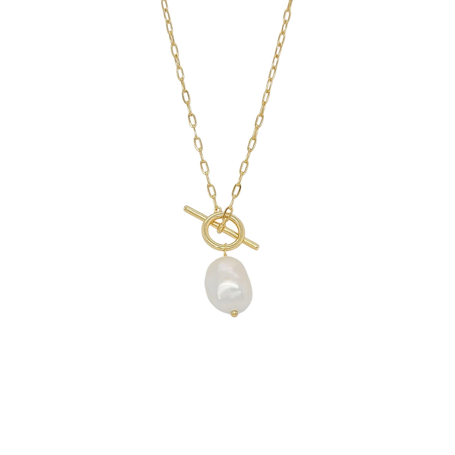Celeste Link Pearl Necklace in Gold - 925 Sterling Silver Wholesale Jewelry
