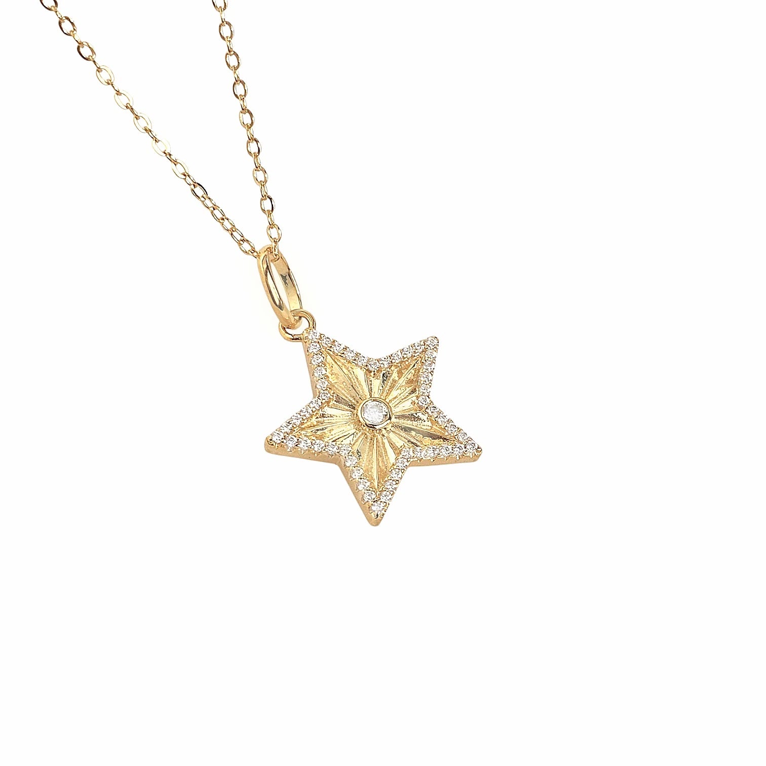Celeste Starflare Pendant Necklace in Gold - 925 Sterling Silver Wholesale Jewelry