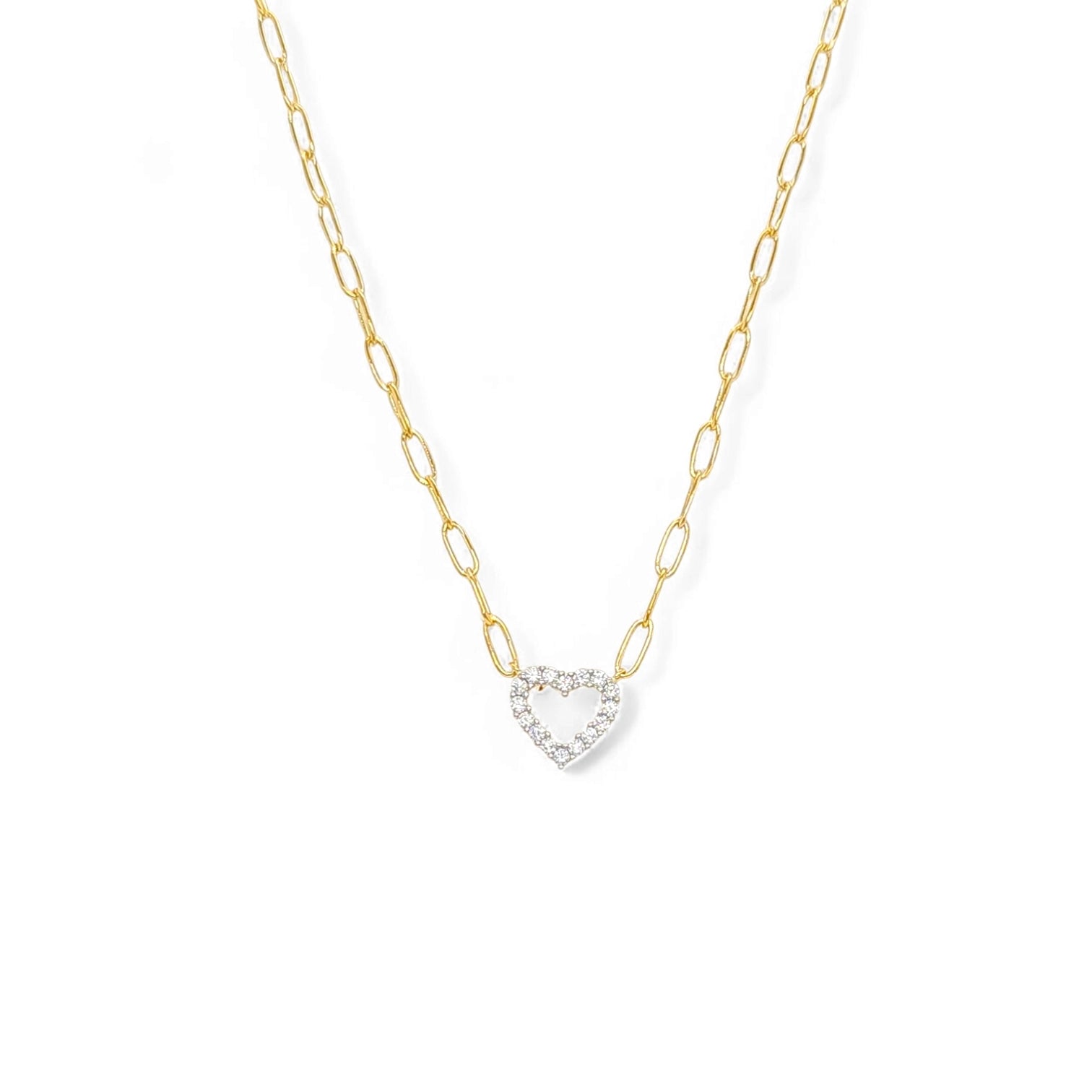 Divina Twotones Heart Link Necklace in Two-Tone - 925 Sterling Silver Wholesale Jewelry