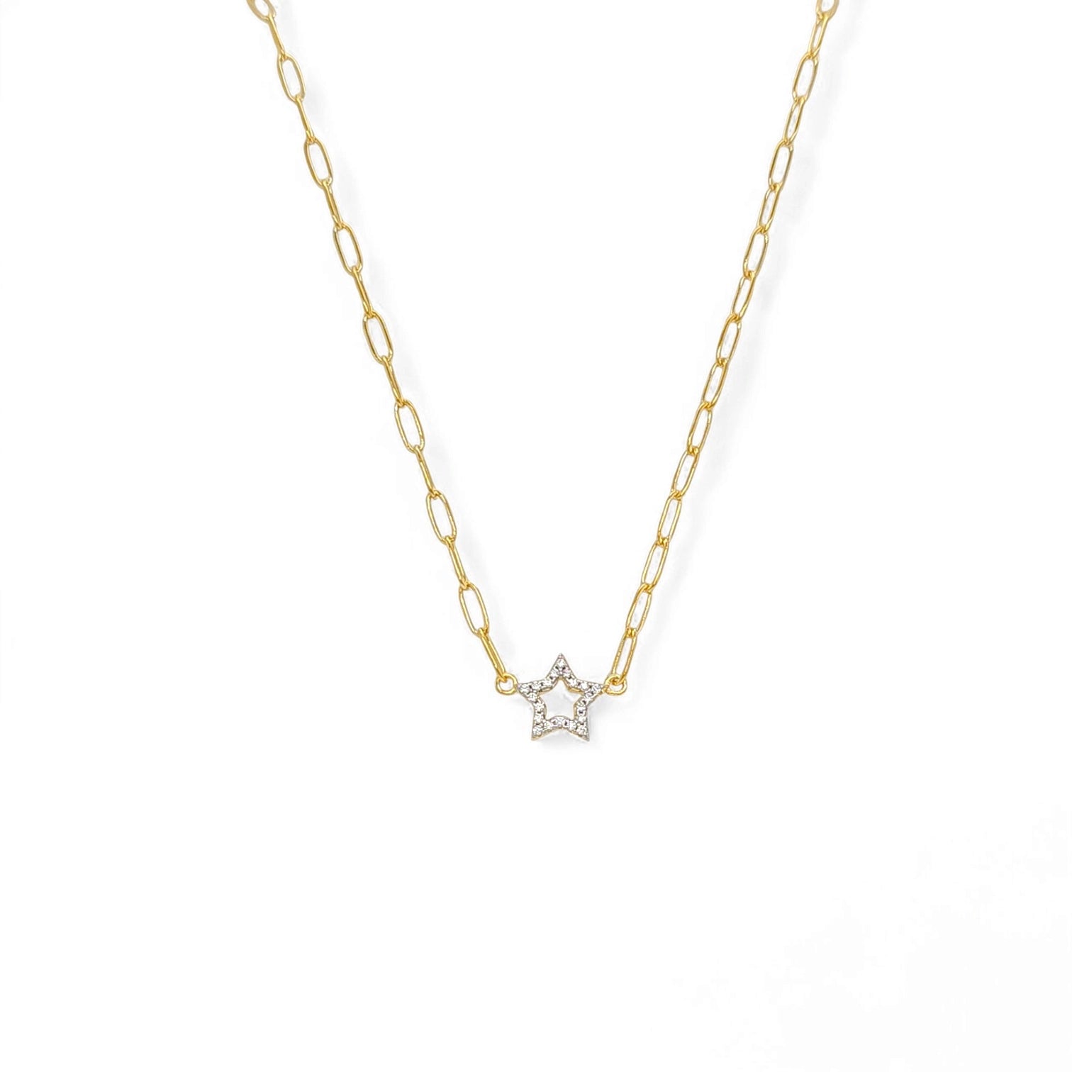 Gioia Twotones Star Link Necklace in Two-Tone - 925 Sterling Silver Wholesale Jewelry