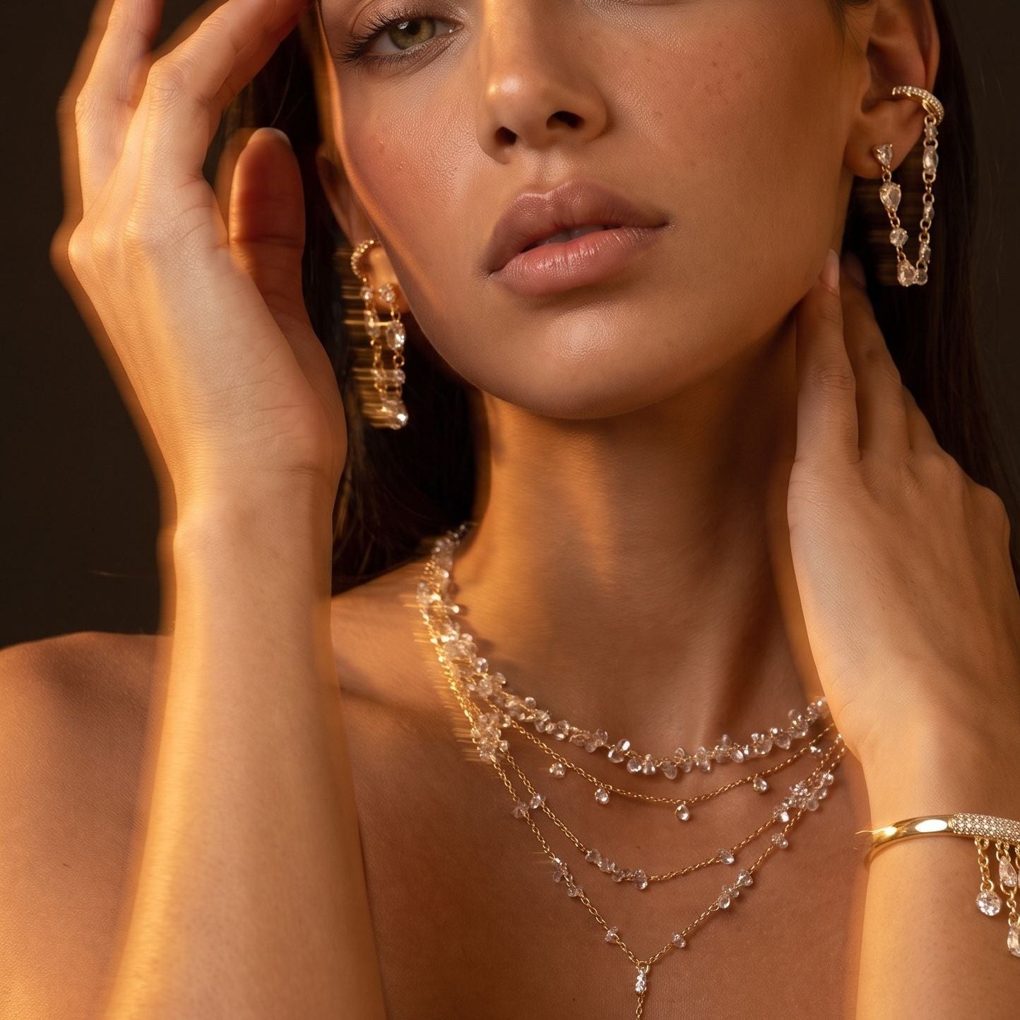 Fiore Crystal Cluster Vine Necklace view 4