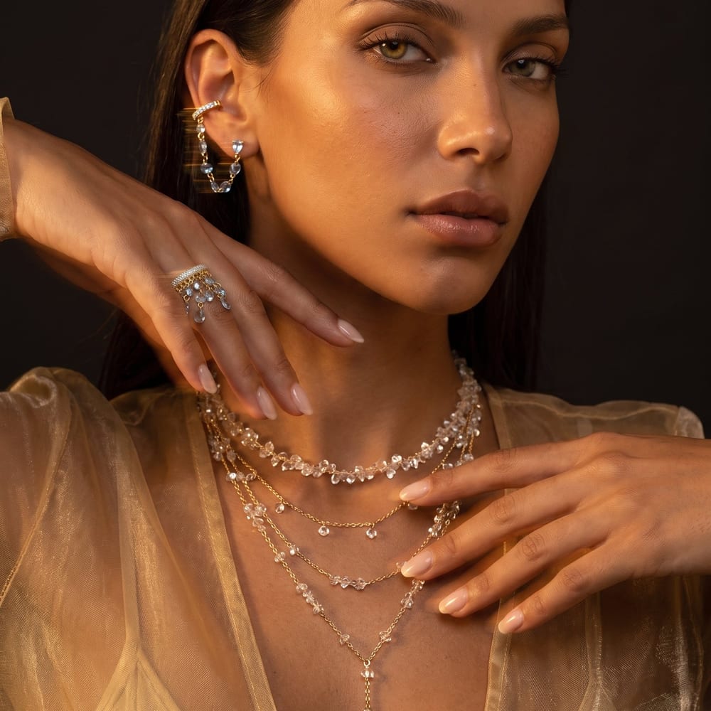 Eterna Long 3 Sparkle Necklace view 5