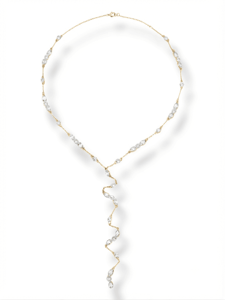 Stella Cascata Drop Lariat in Crystal - 925 Sterling Silver Wholesale Jewelry
